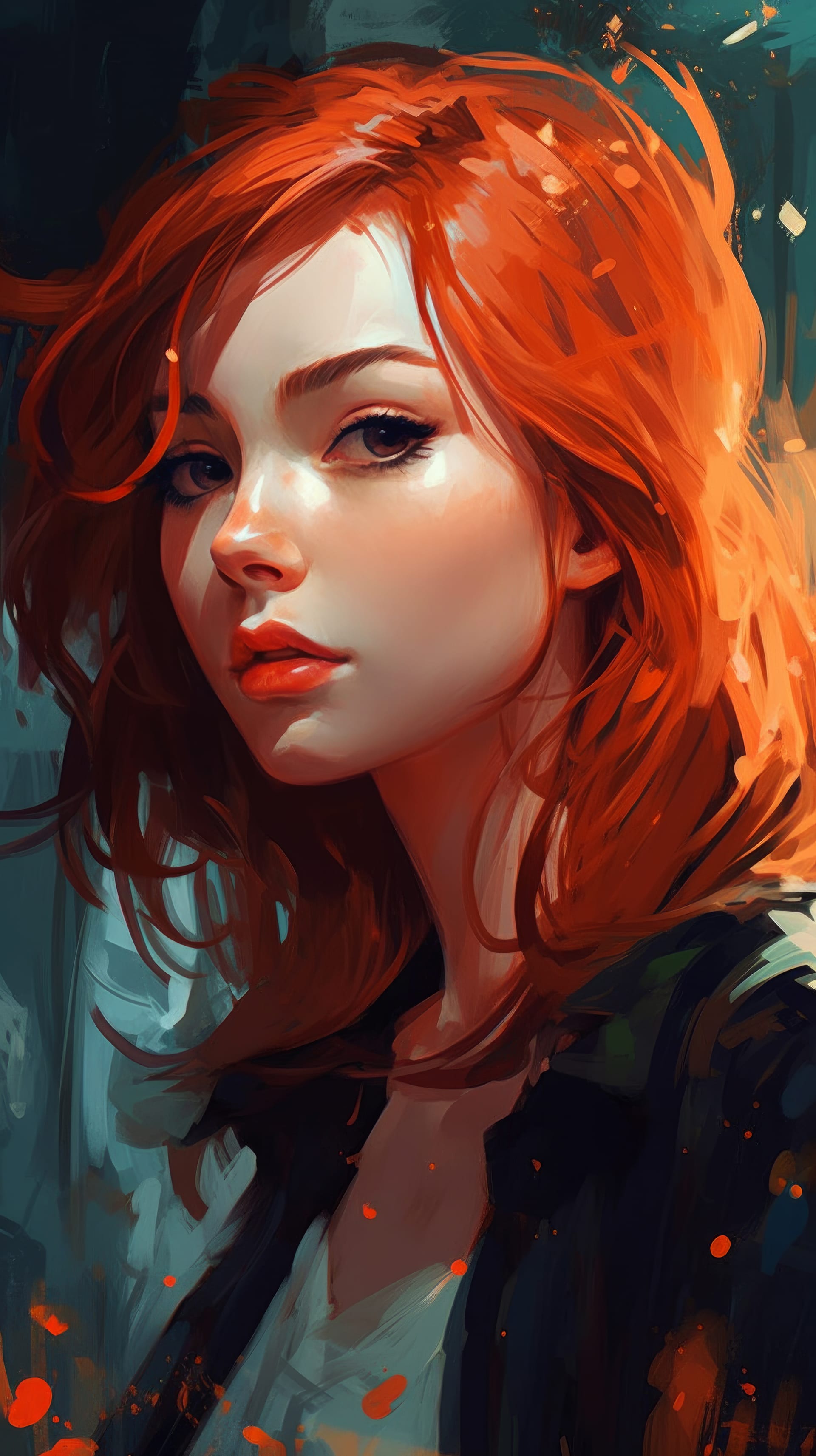 Young girl with orange hair graceful image