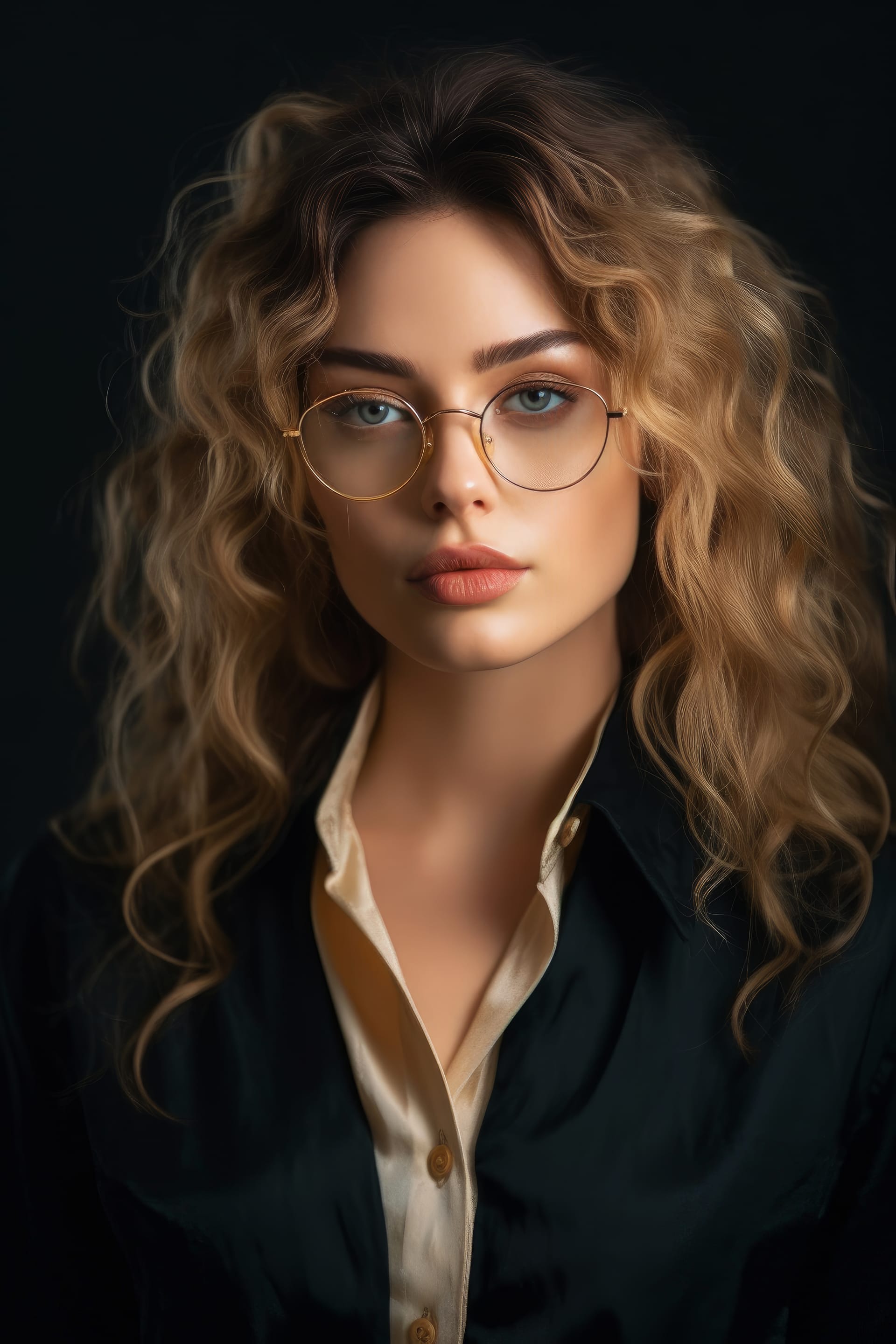 Woman with glasses beautiful portrait excellent picture