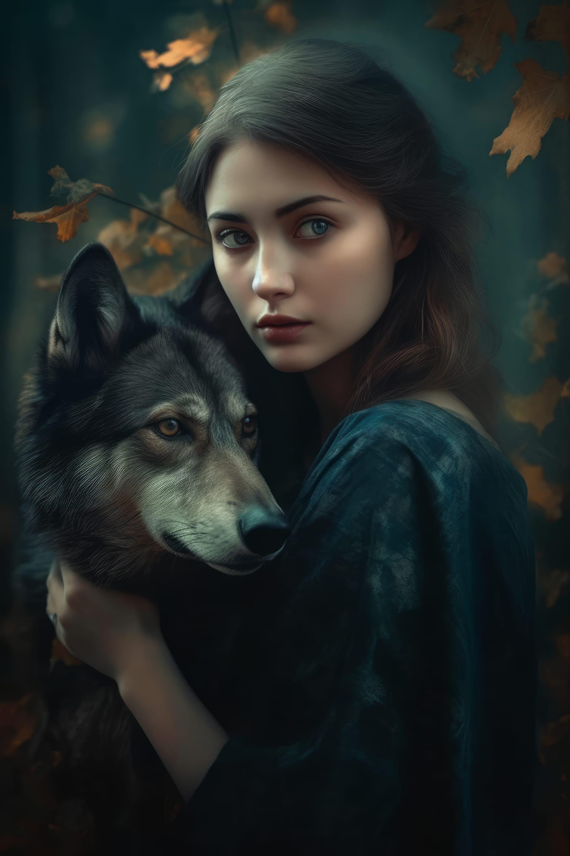 Beautiful young woman with her wolf best pfp for instagram
