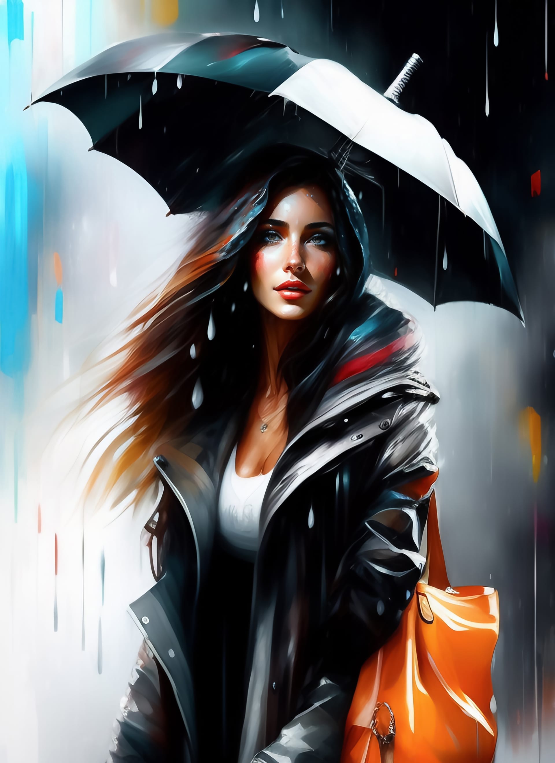 Compelling painting woman with umbrella rain best pfp for instagram