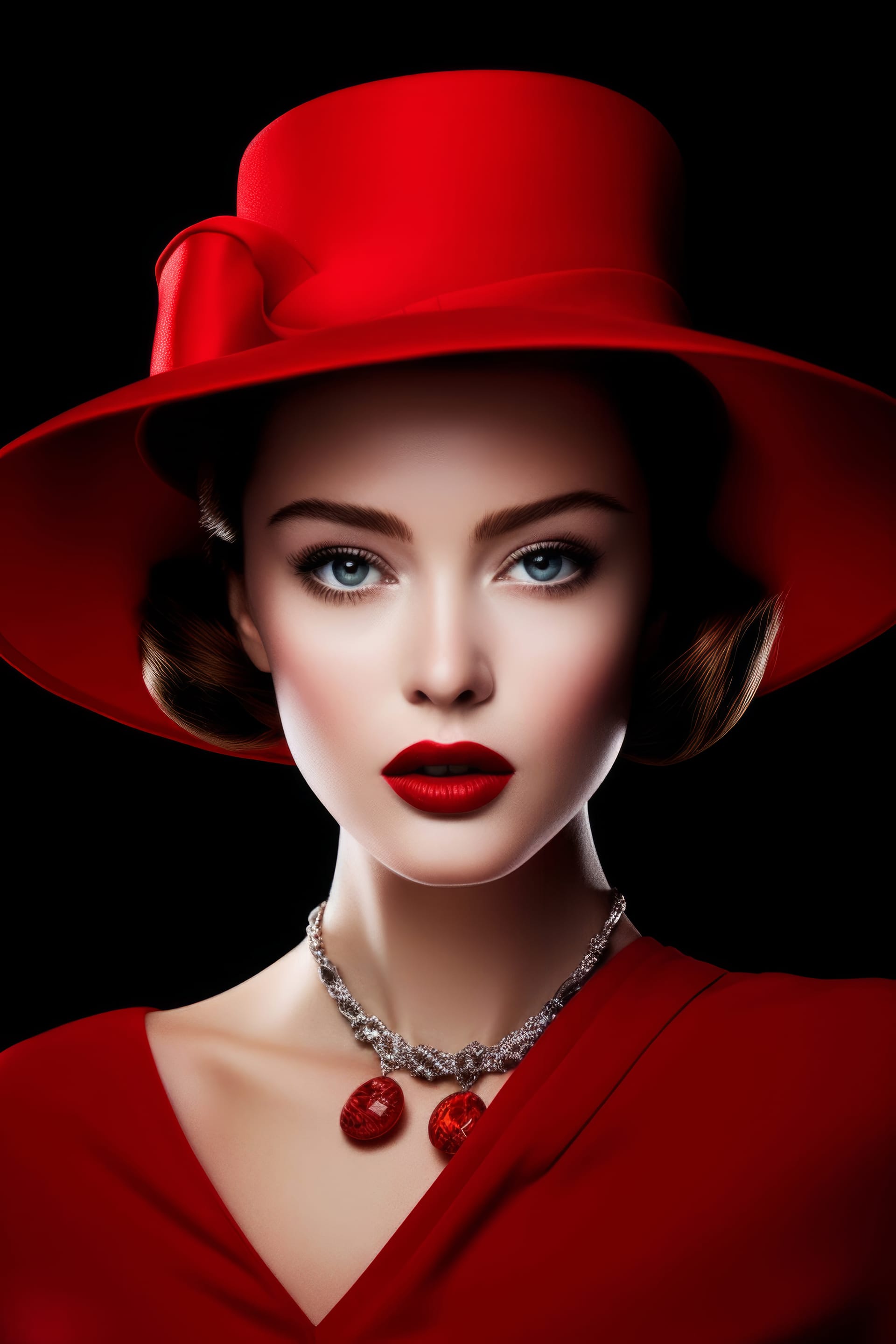 Best profile picture for facebook beautiful woman red hat red lipstick