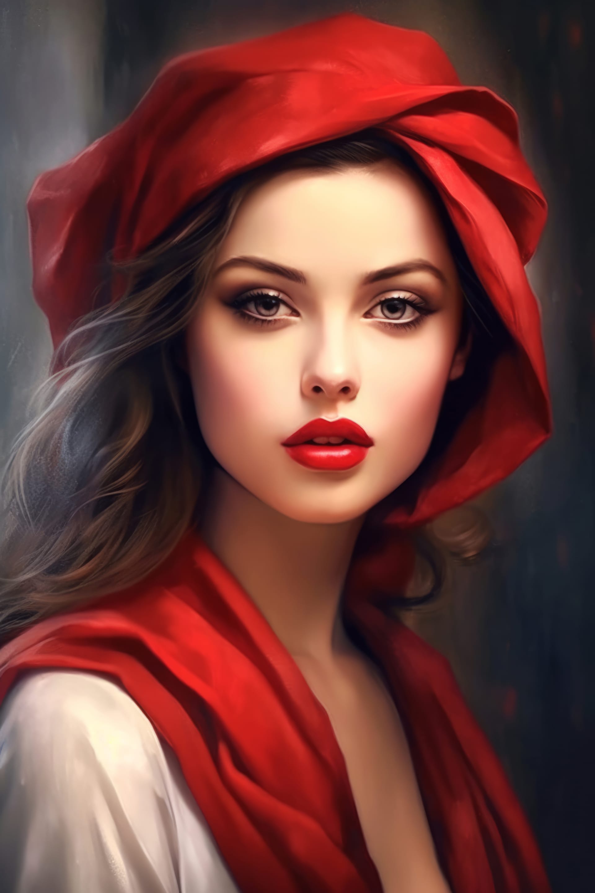 Evocative artwork portraiture girl with red hat best profile picture for facebook