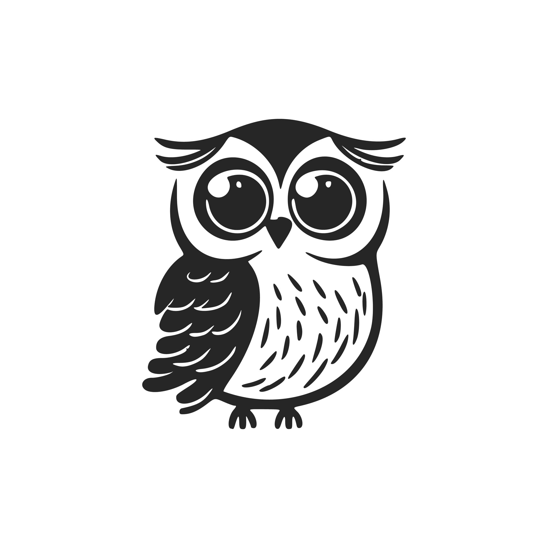 Cute black white owl logo image bird profile picture