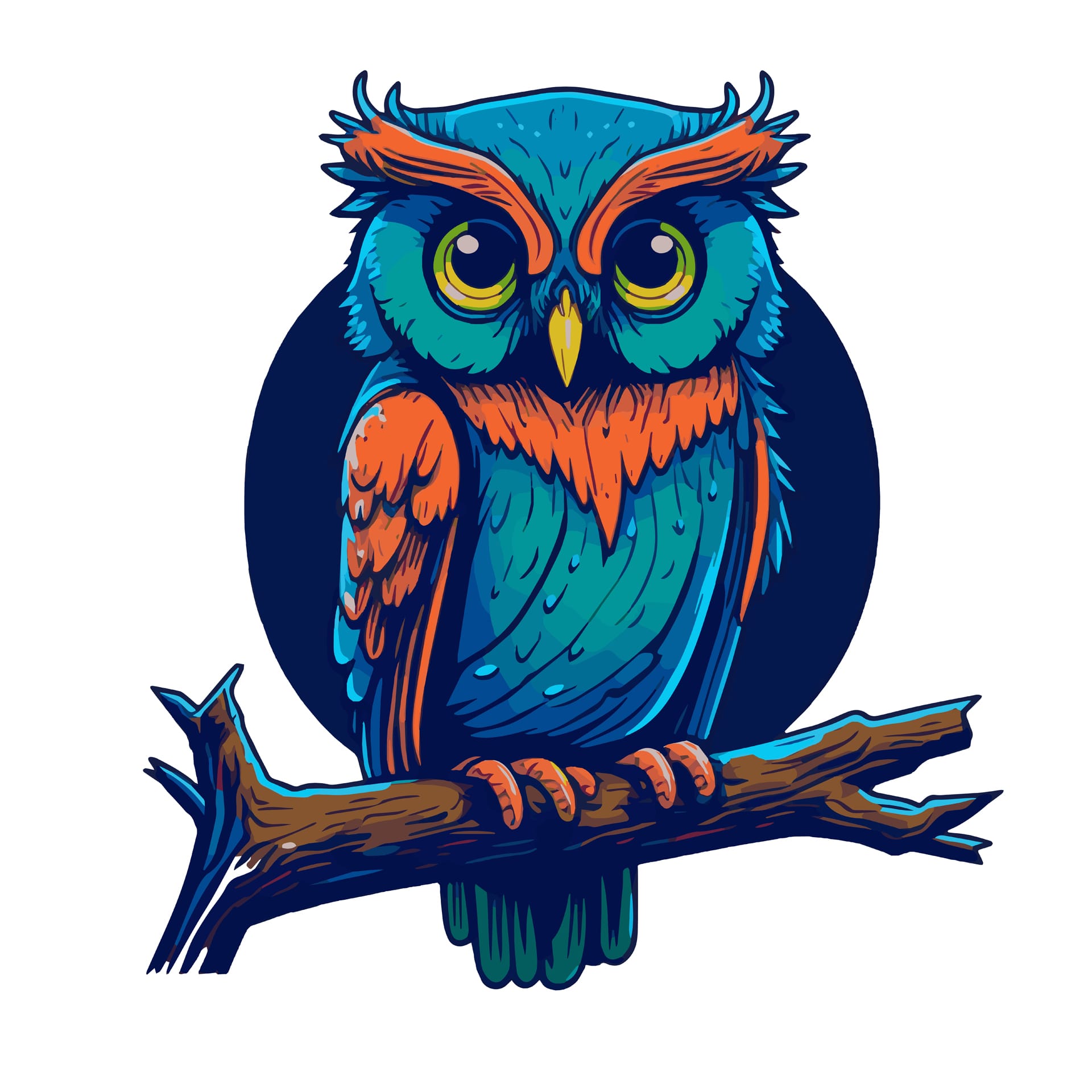 Owl head logo illustration bird character mascot design