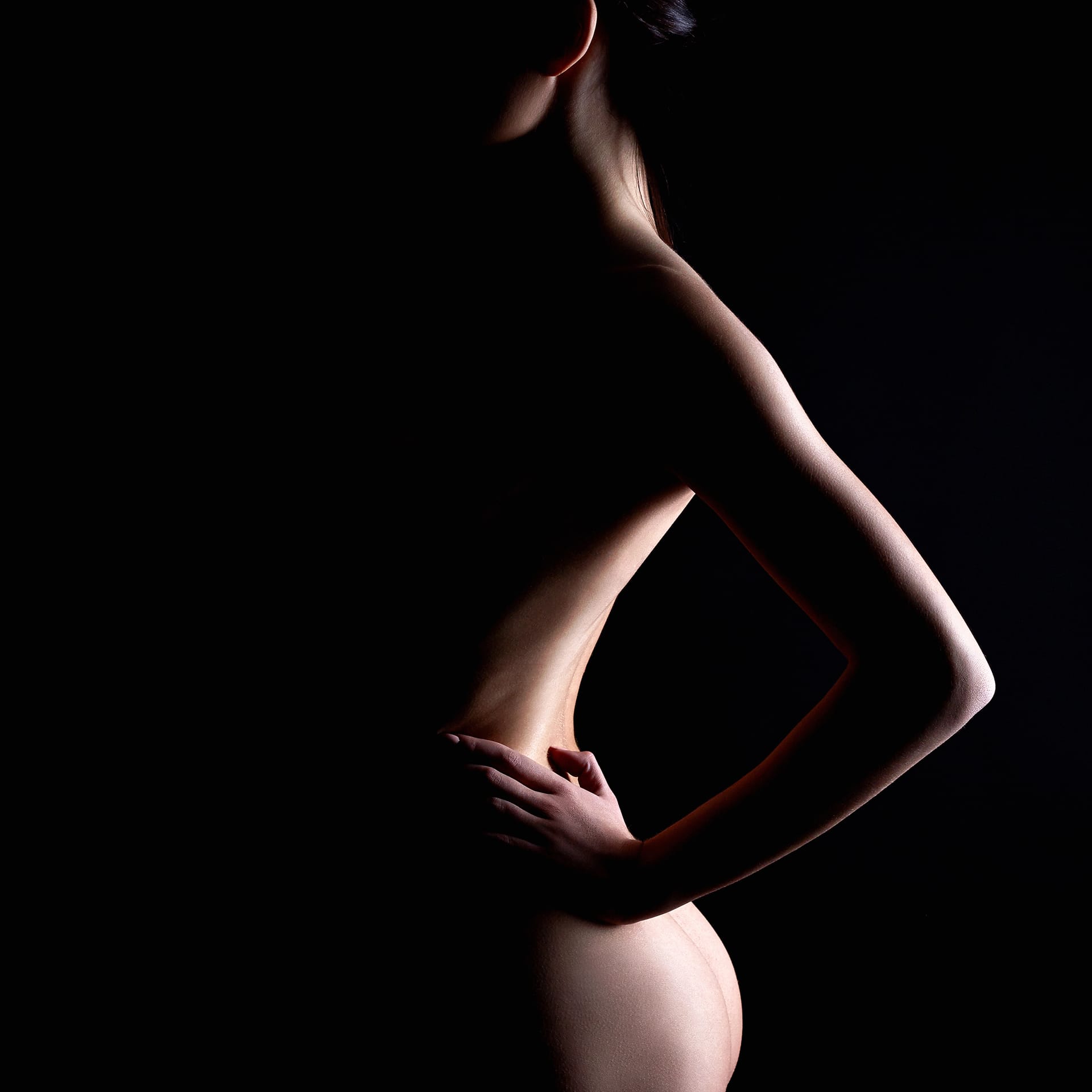 Nude woman silhouette dark beautiful naked body girl