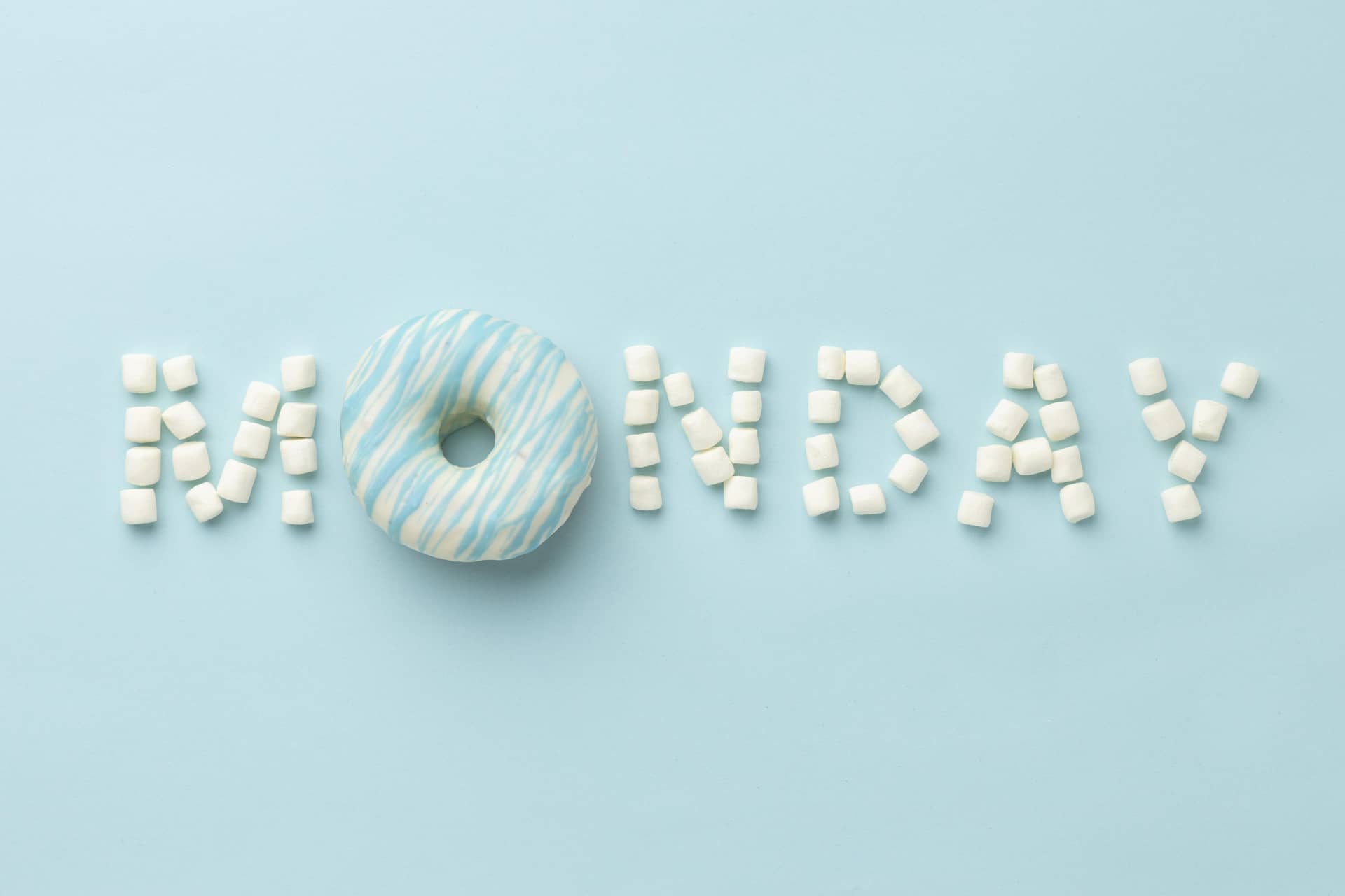 Blue monday arrangement with doughnut