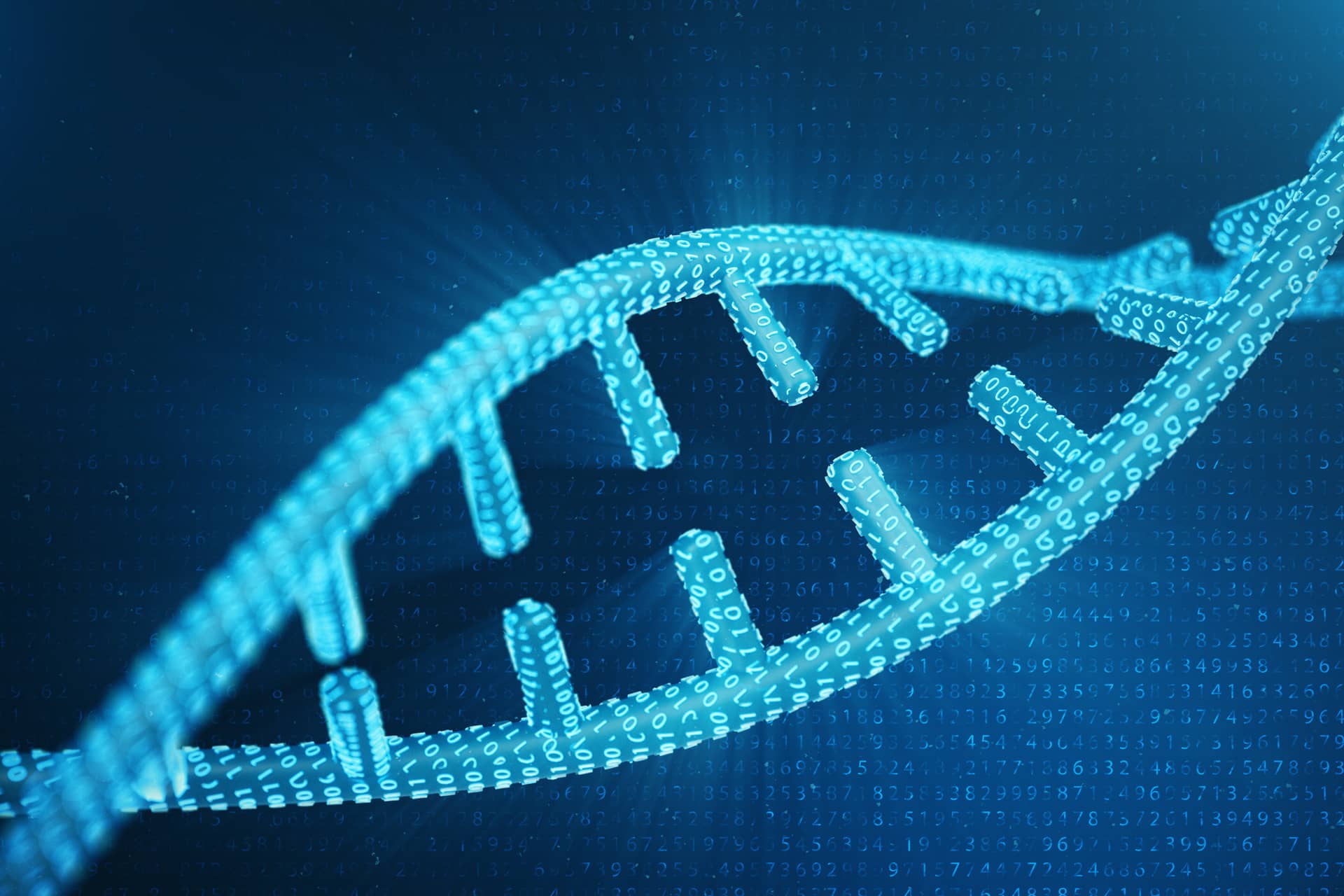 Human genome dna molecule with modified genes blue profile picture