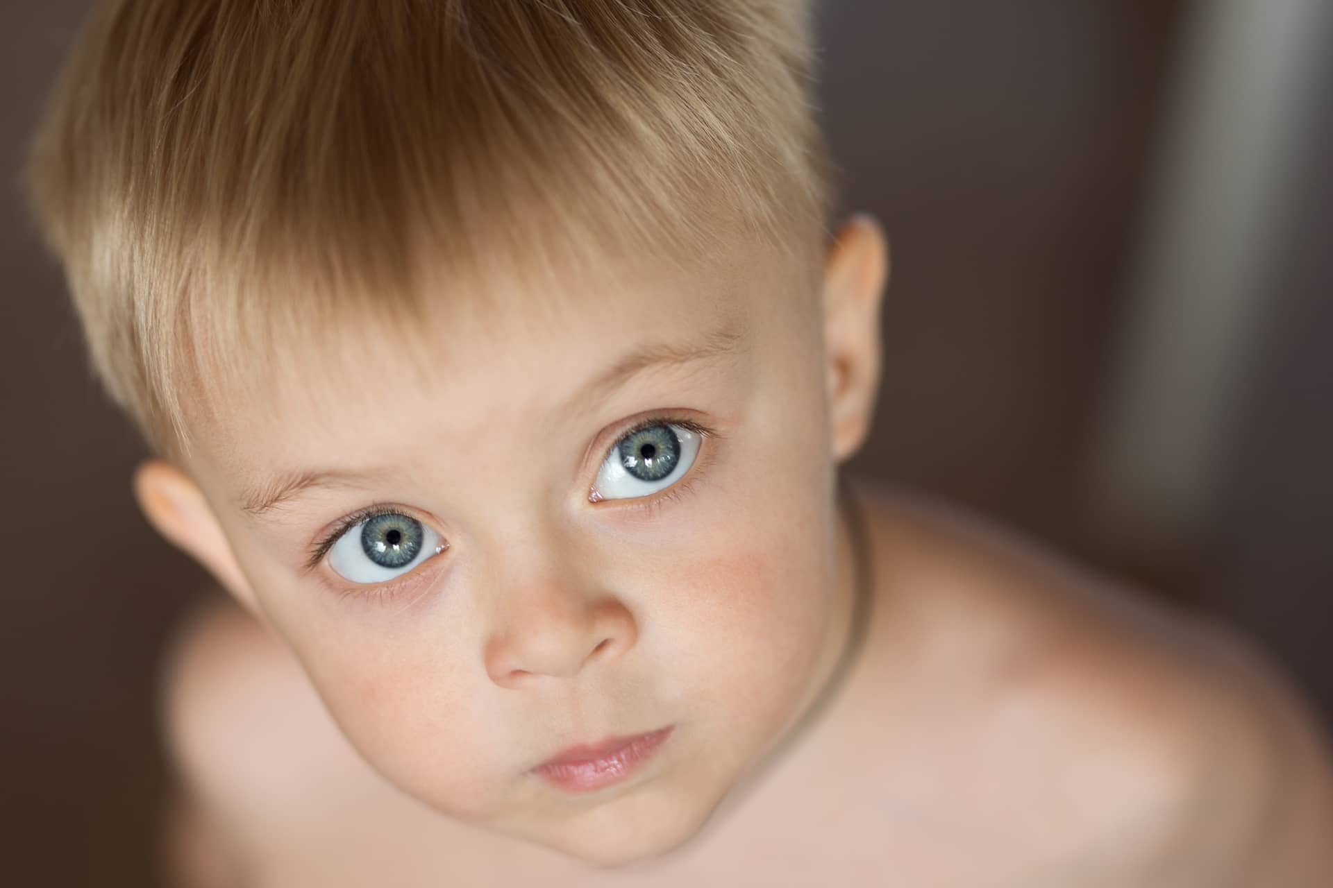 Portrait little blond boy with blue eyes blue profile picture