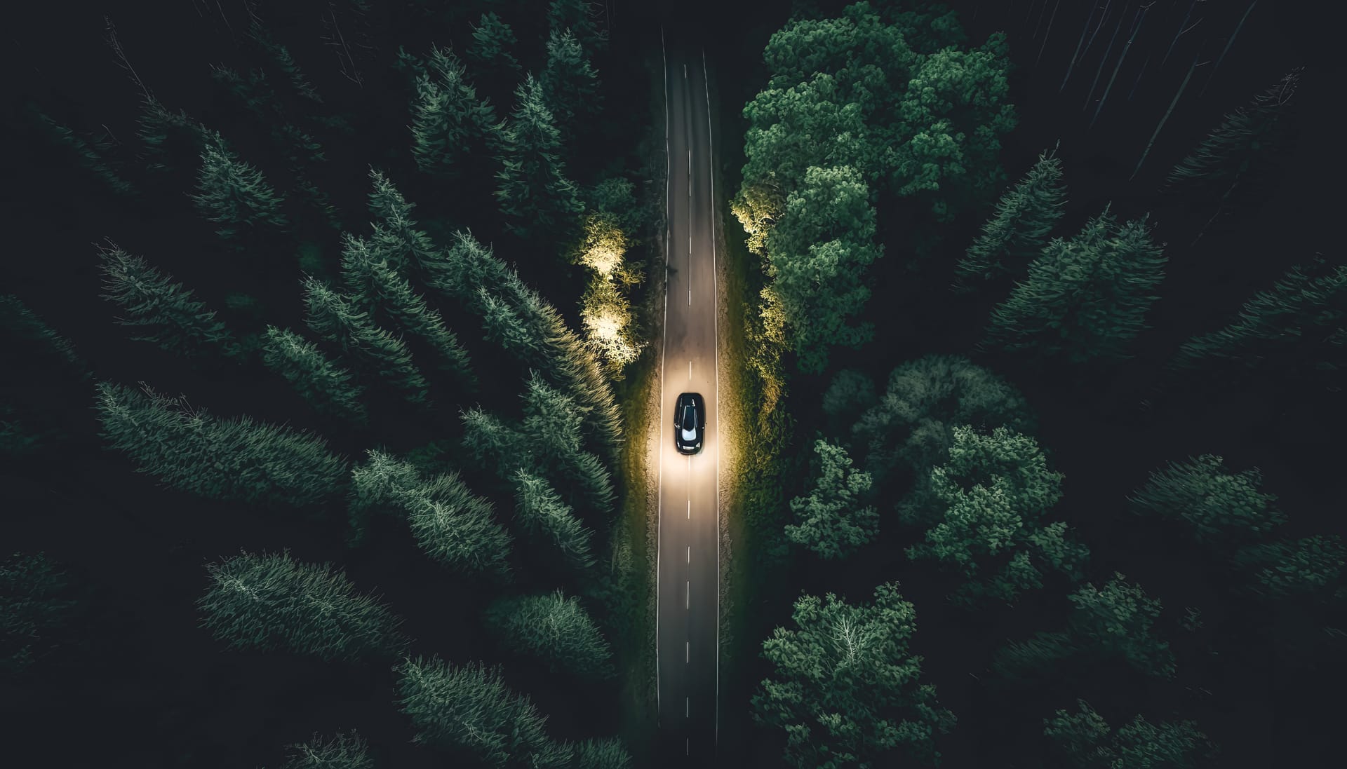 Car is driving road night forest car profile picture