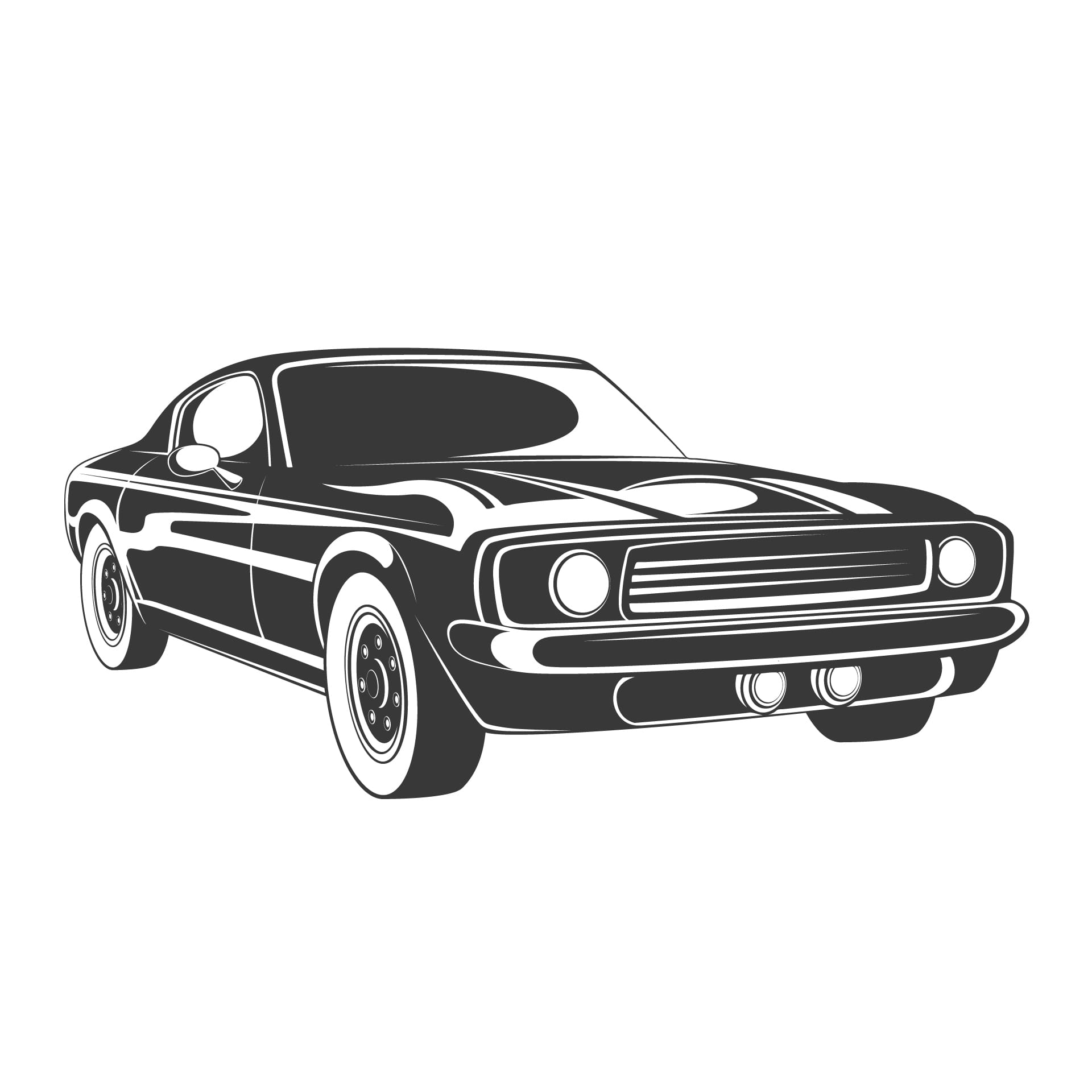 Muscle car icon black vintage auto vehicle image
