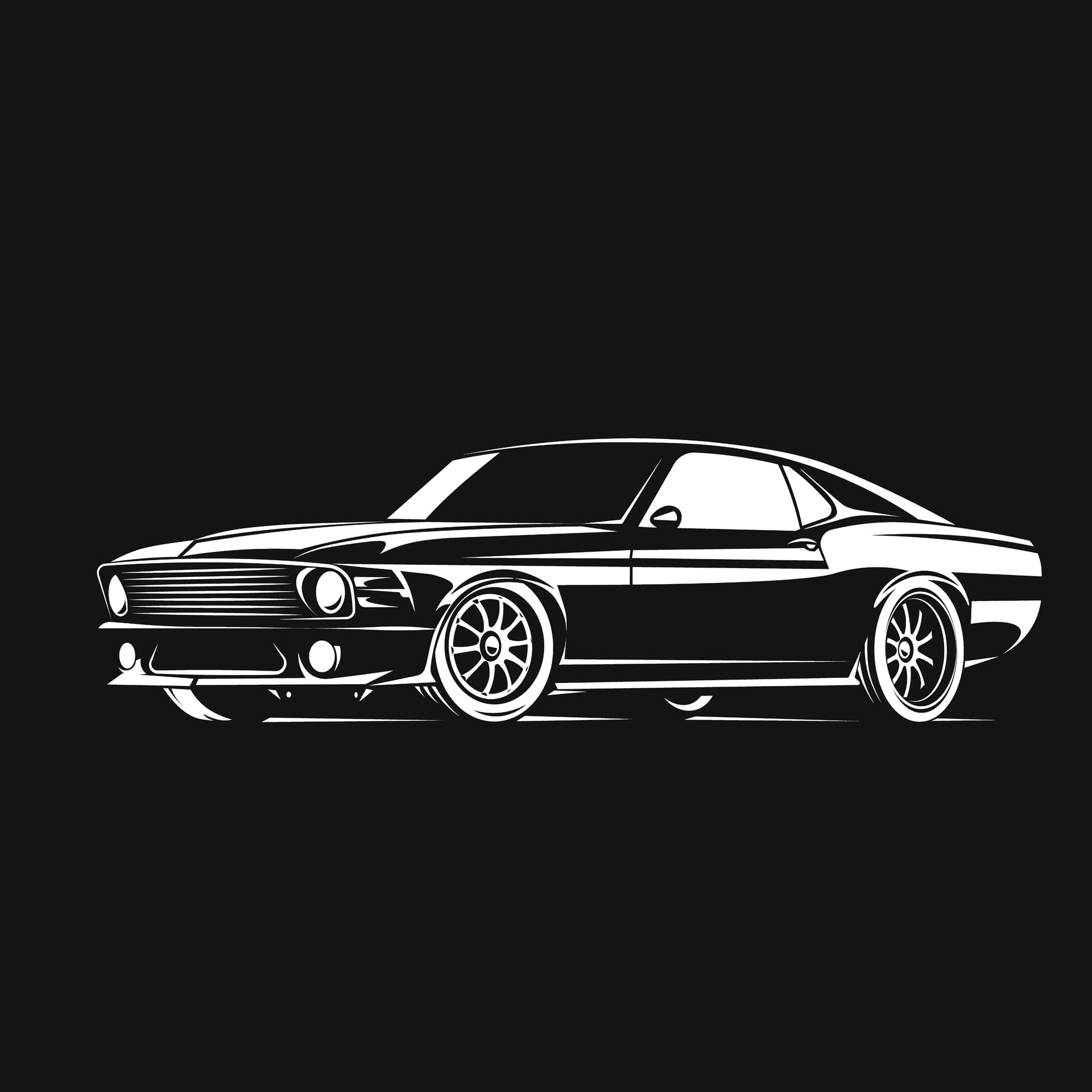 Muscle car white black background poster car profile picture