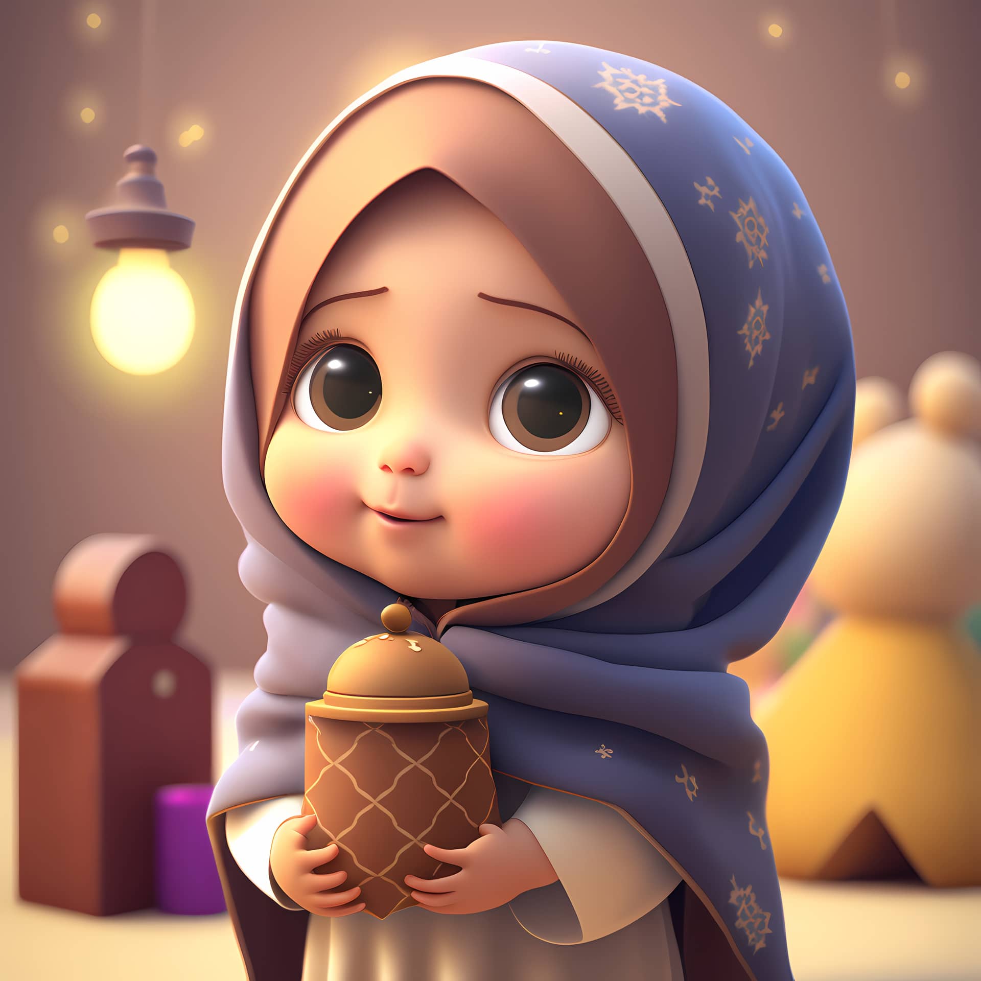 Adorable cute muslim cartoon profile pictures