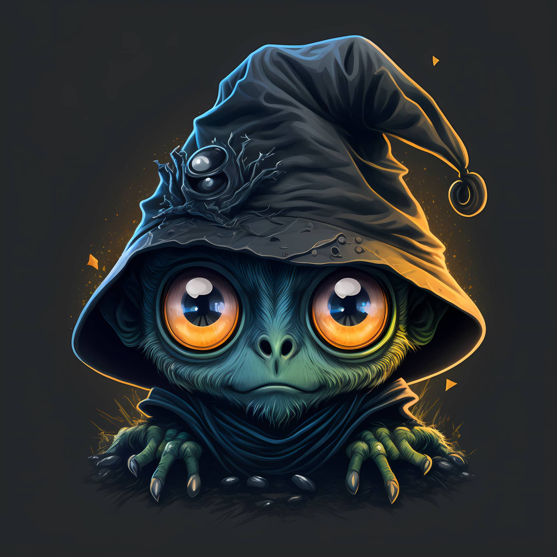 Cartoon profile pictures monster witch with big cute eyes