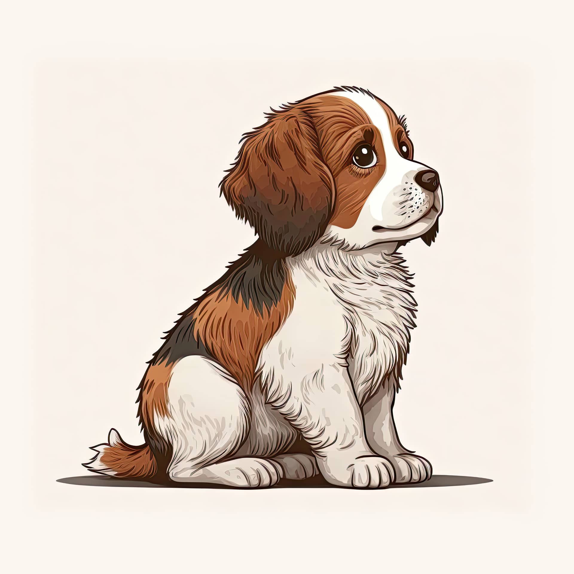 Cute animal cartoon characters anthropomorphic dog color background generative image