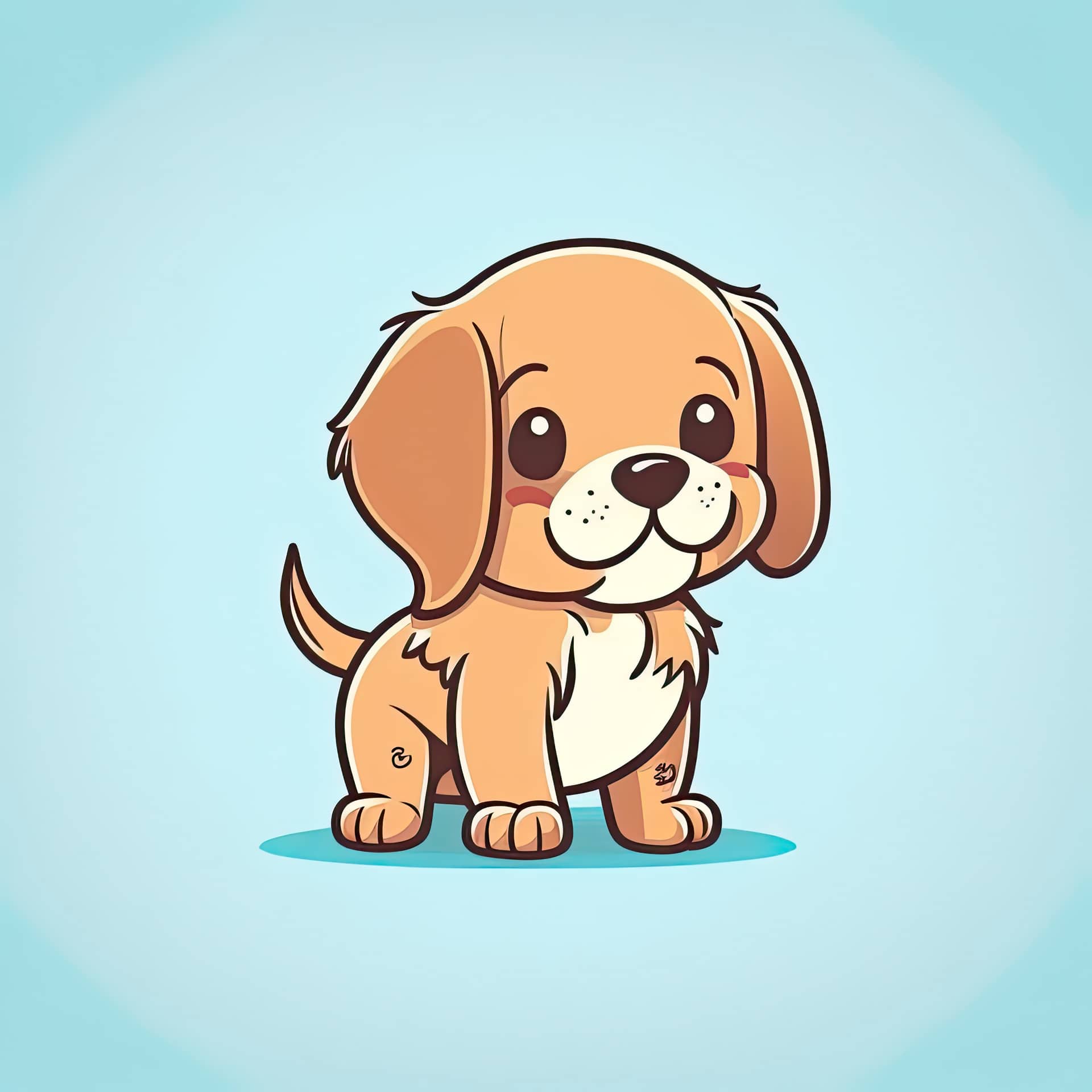 Cute animal cartoon characters anthropomorphic dog color background generative