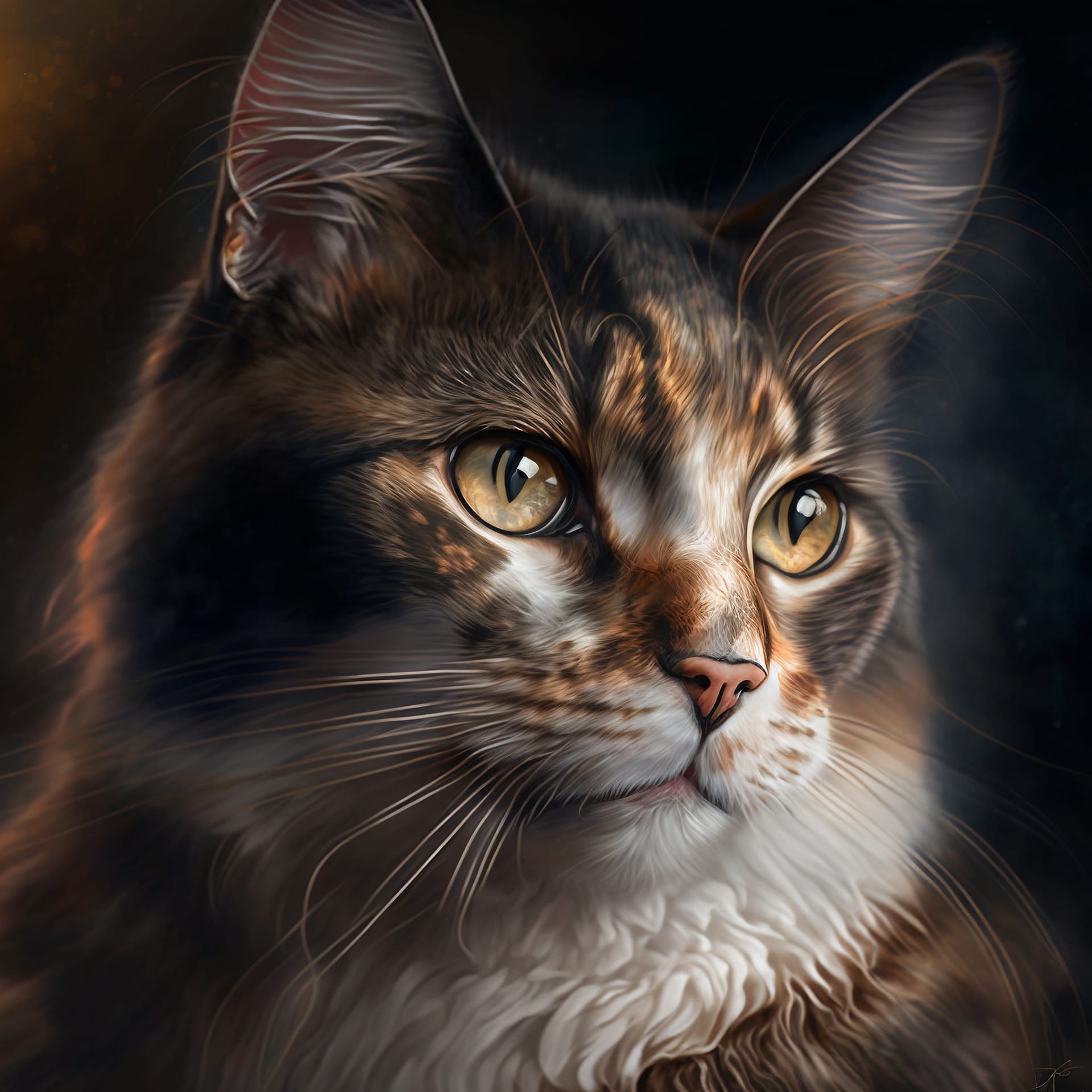 Cat profile picture digital studio portrait digital painting artwork