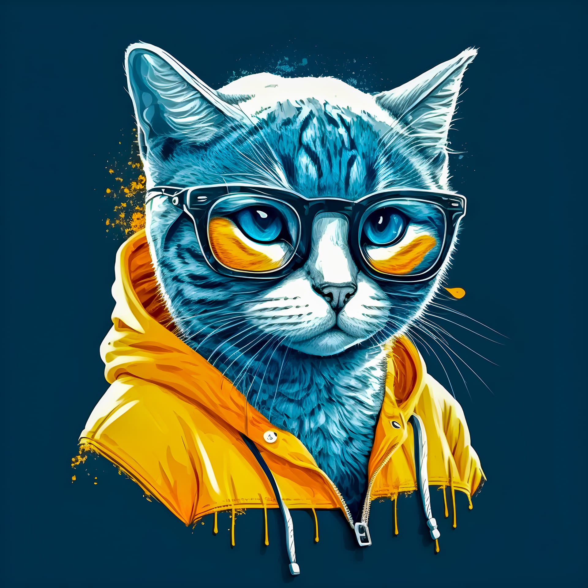Cute pop art cat profile picture illustration hand drawn excellent image