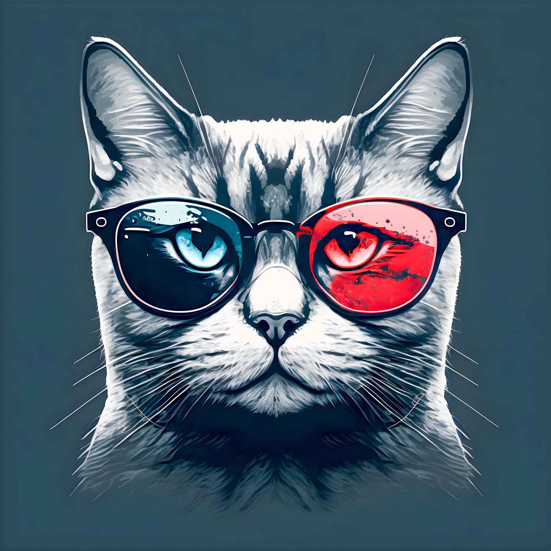 Hipster cute pop art cat profile picture illustration