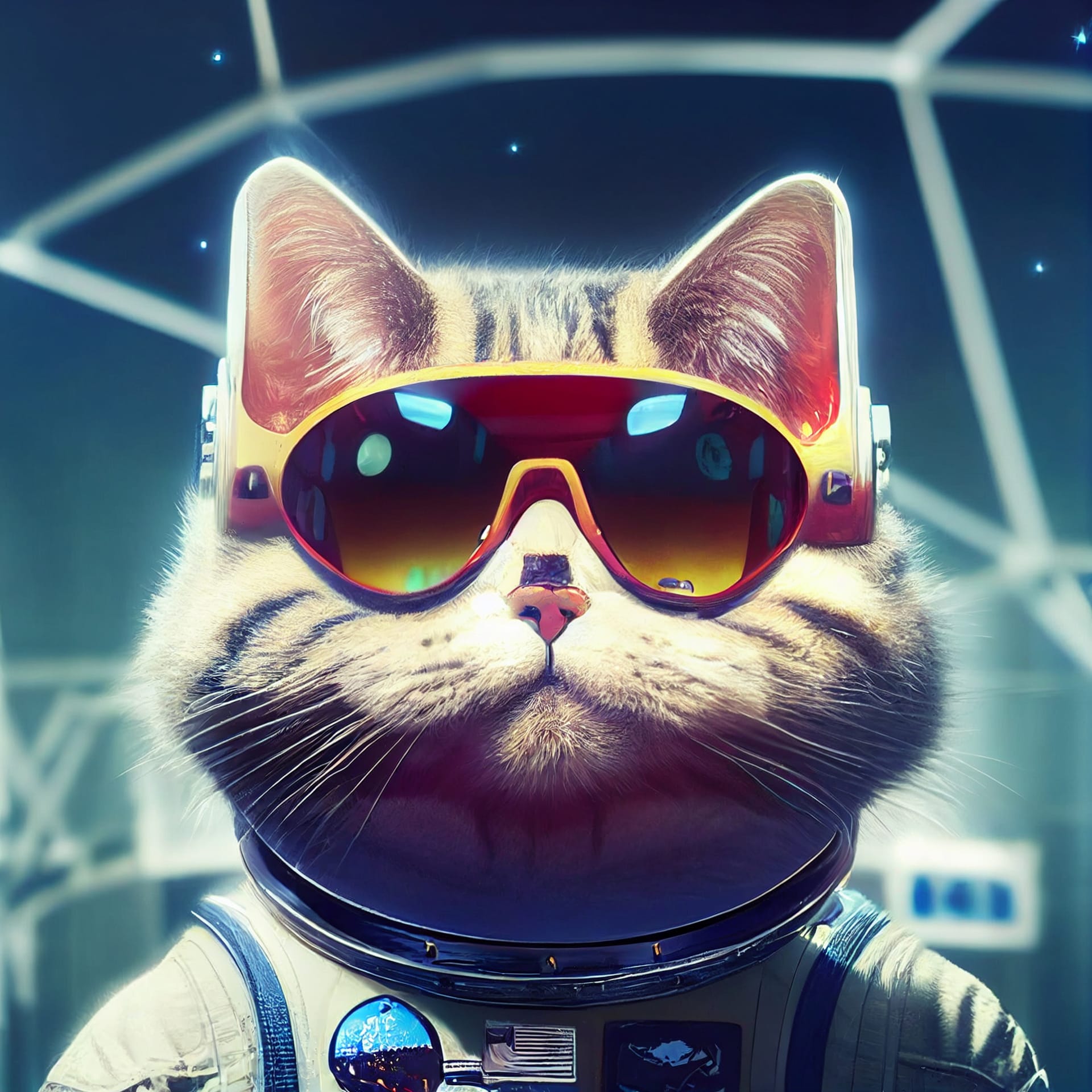Portrait astronaut cat space surreal illustration image