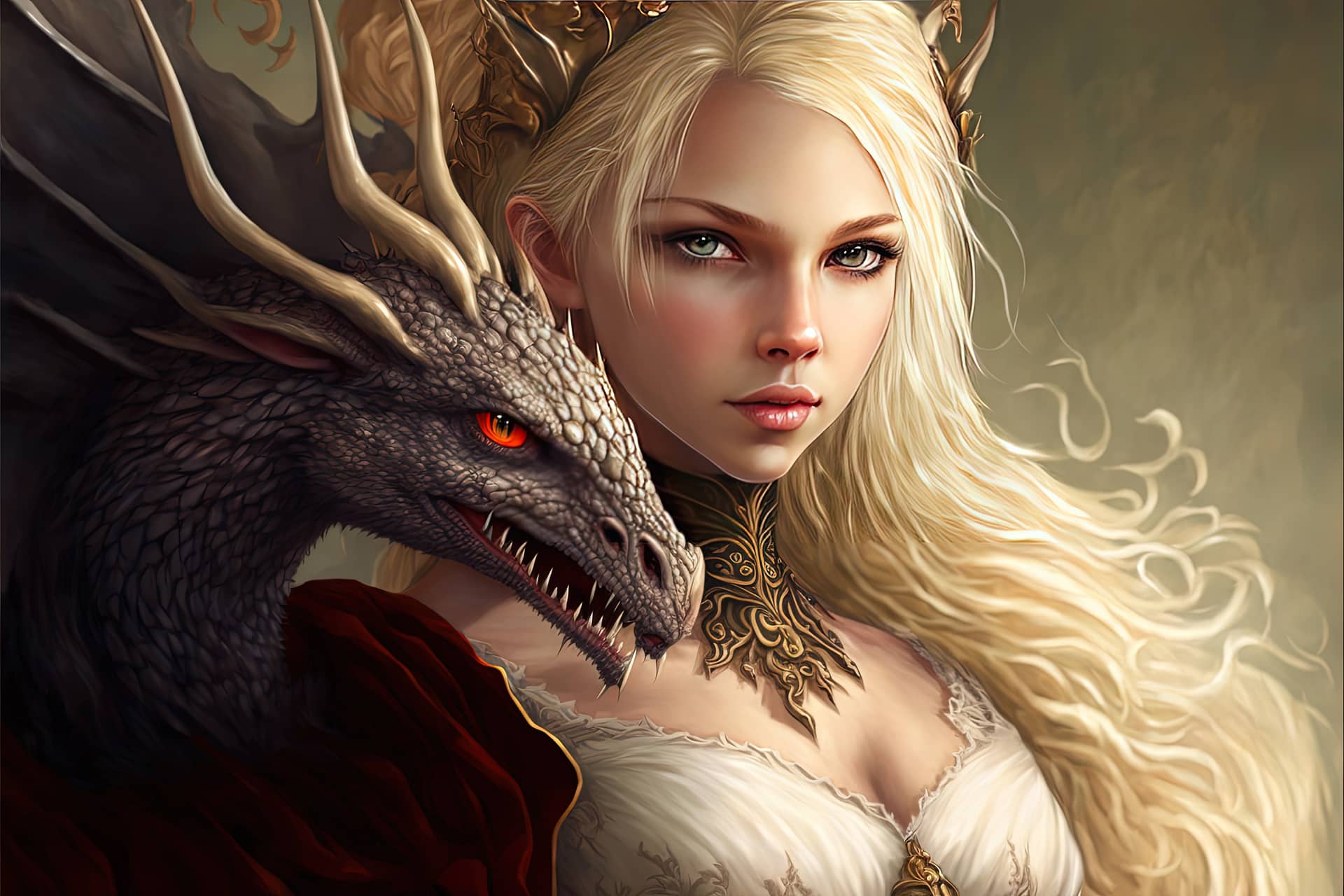 Cool images for profile blond hair girl dragon pet fantasy  generative picture
