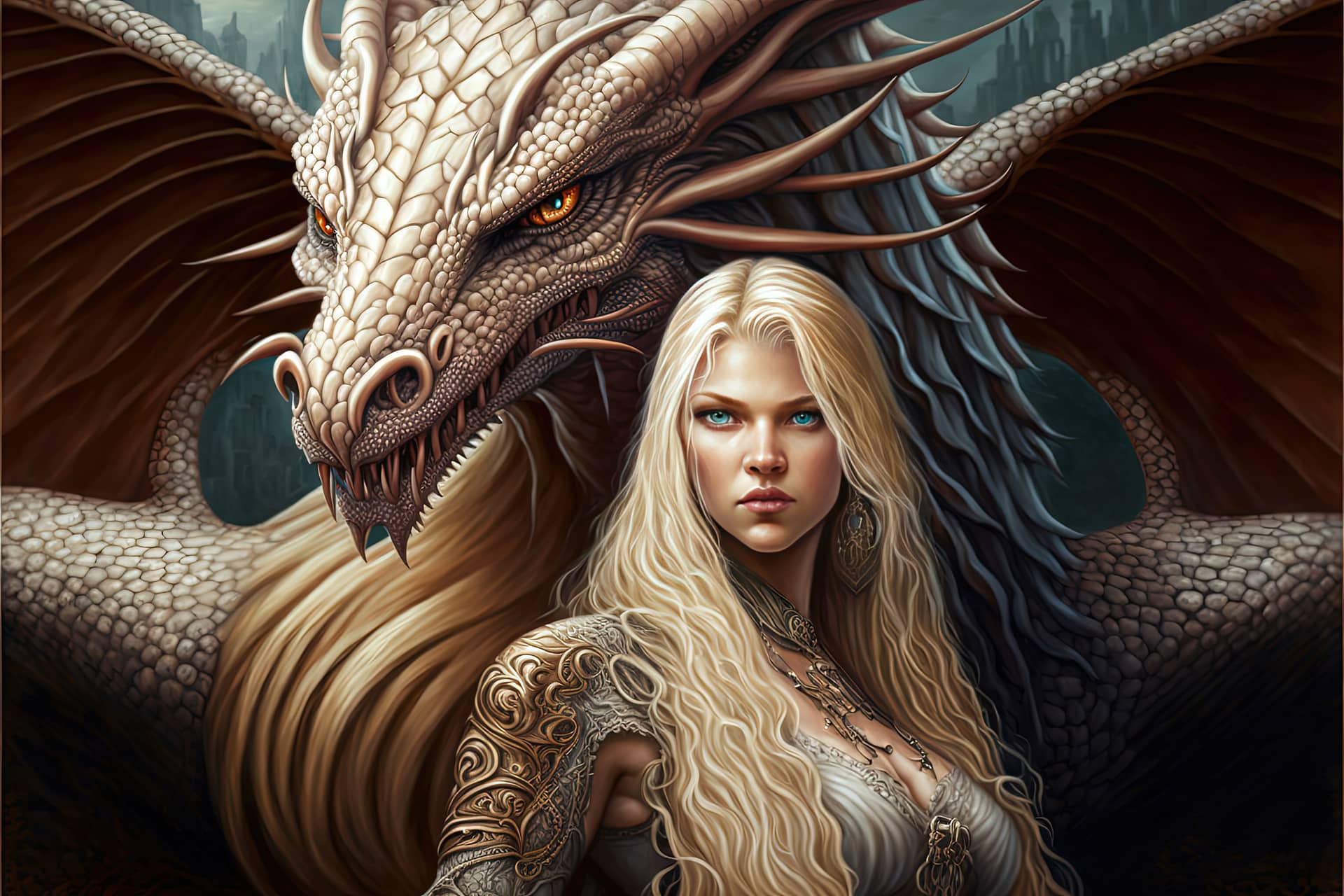 Cool images for profile with blond hair her dragon pet creature