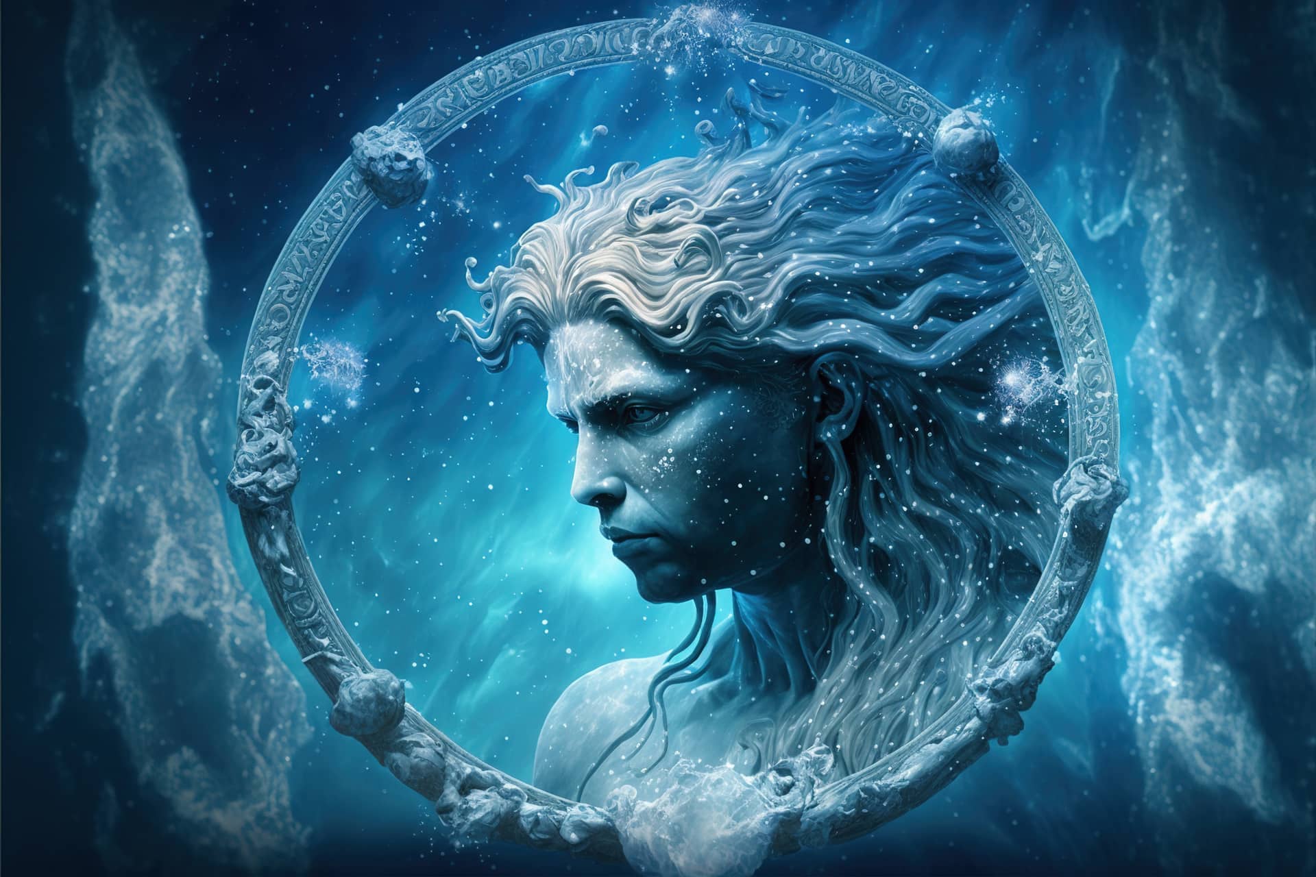 Aquarius fictional man like god water magic ocean sea generative