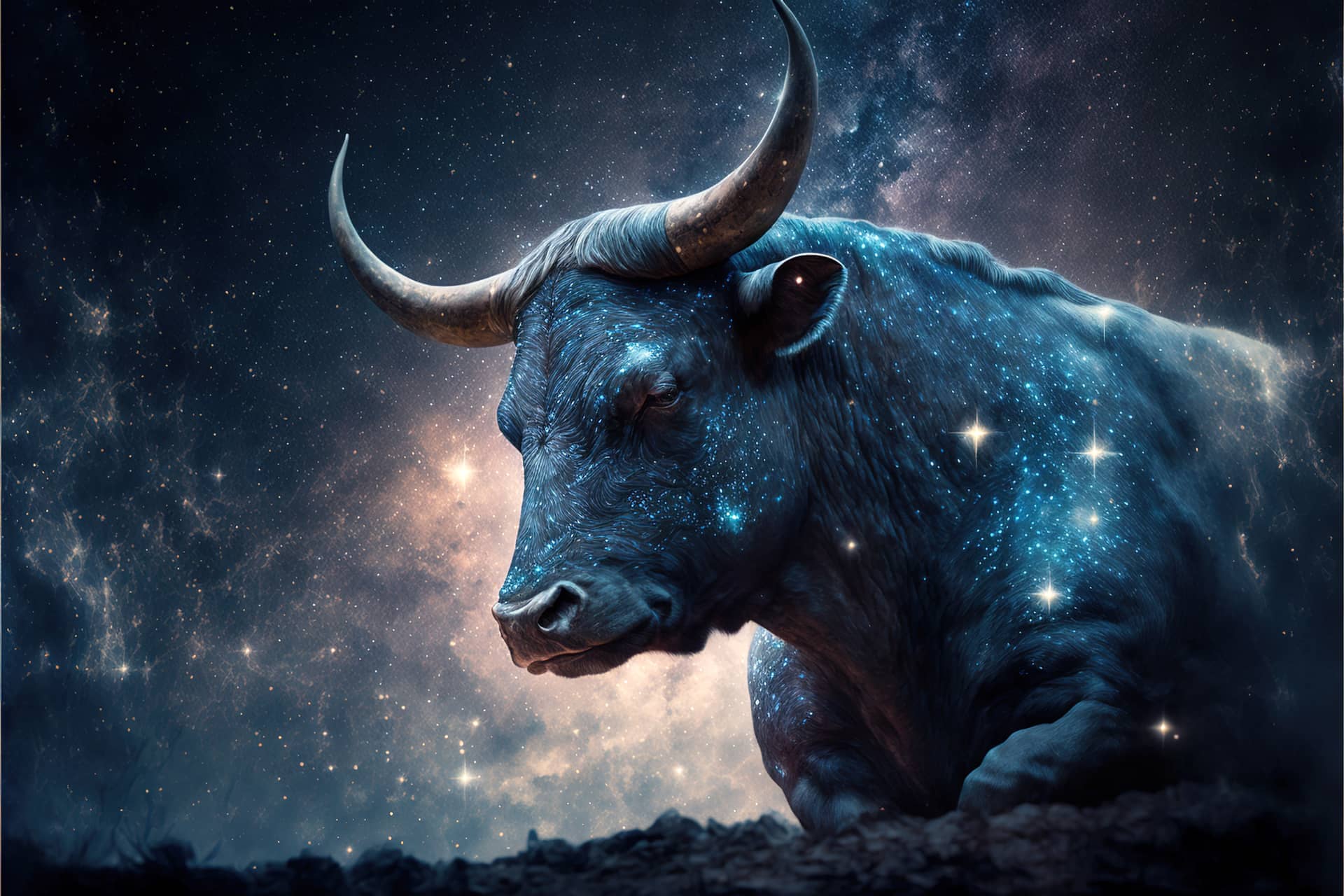 Zodiac sign taurus bull with magic light space cool instagram profile pics