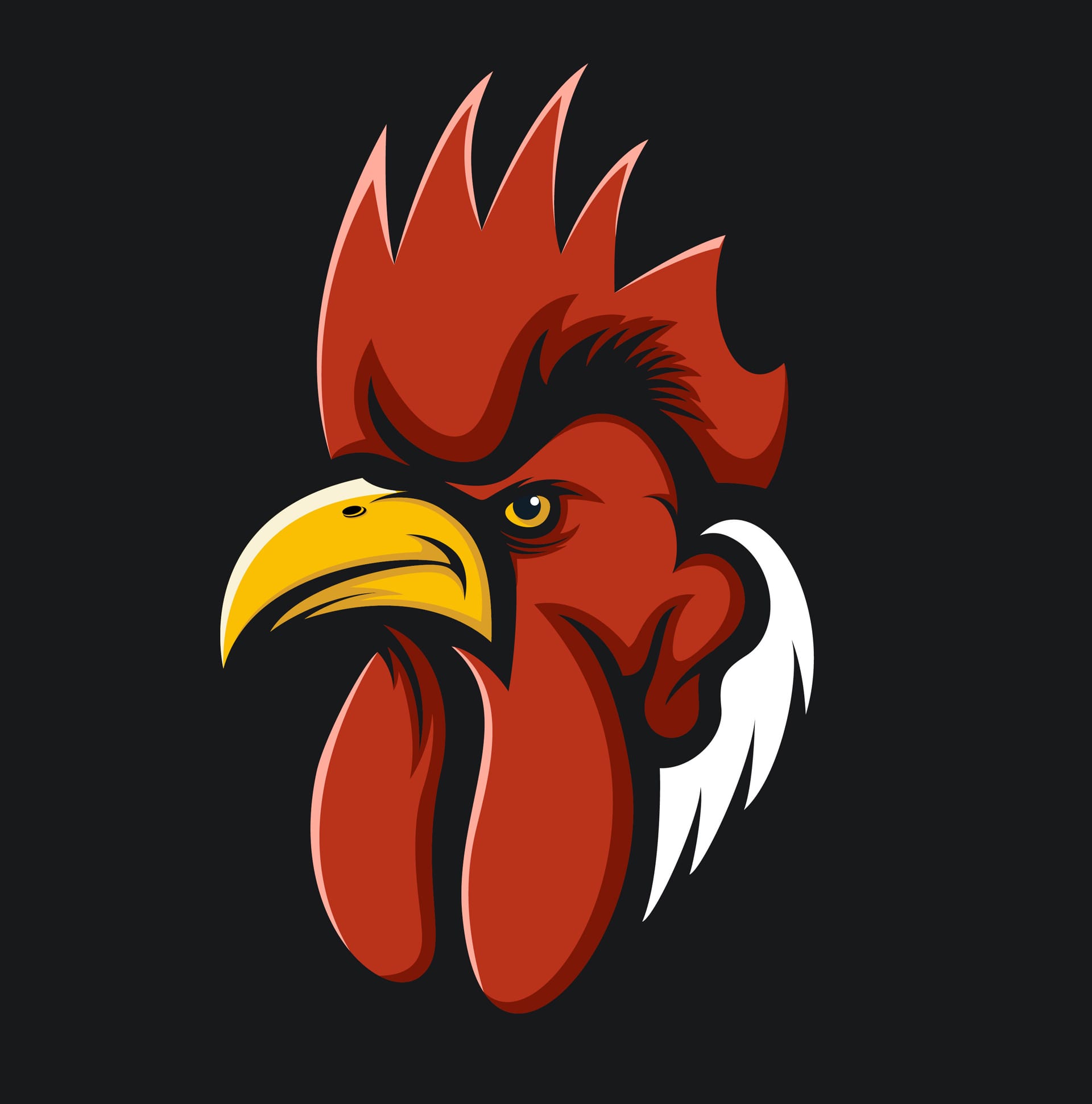Cute animal profile pictures rooster head logo design ilustration