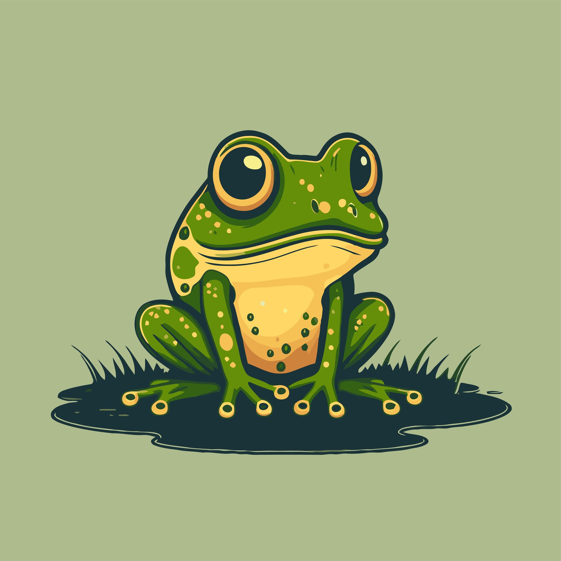 Green frog character logo mascot design cartoon business branding image