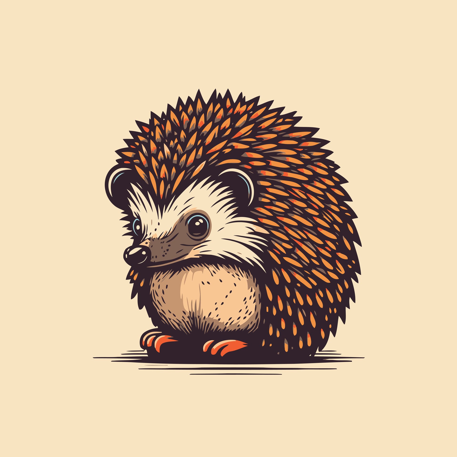 Hedgehog head logo design illustration isolated cute cartoon hedgehog image