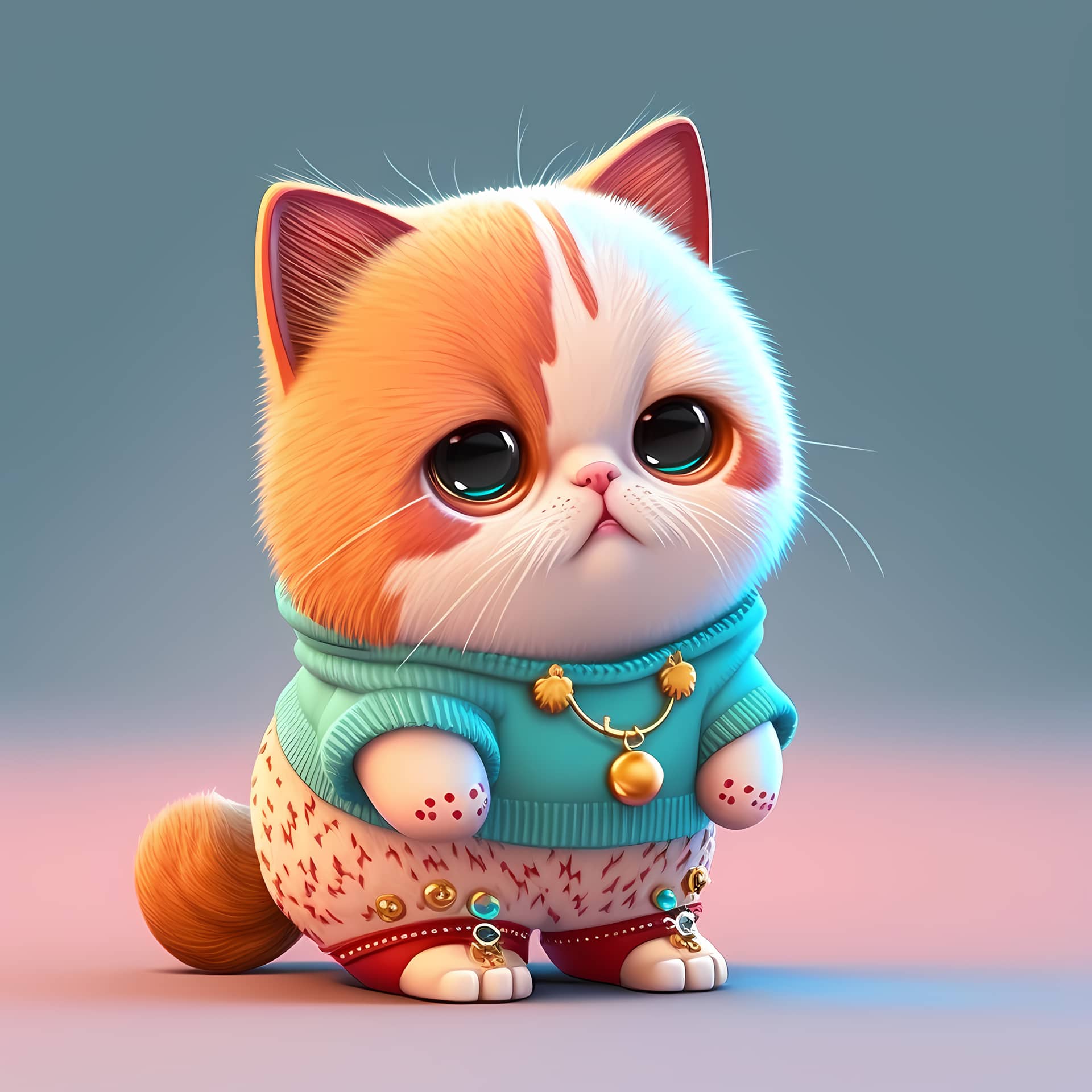 Adorable 3d cat characters wear cute funny colorful clothes image