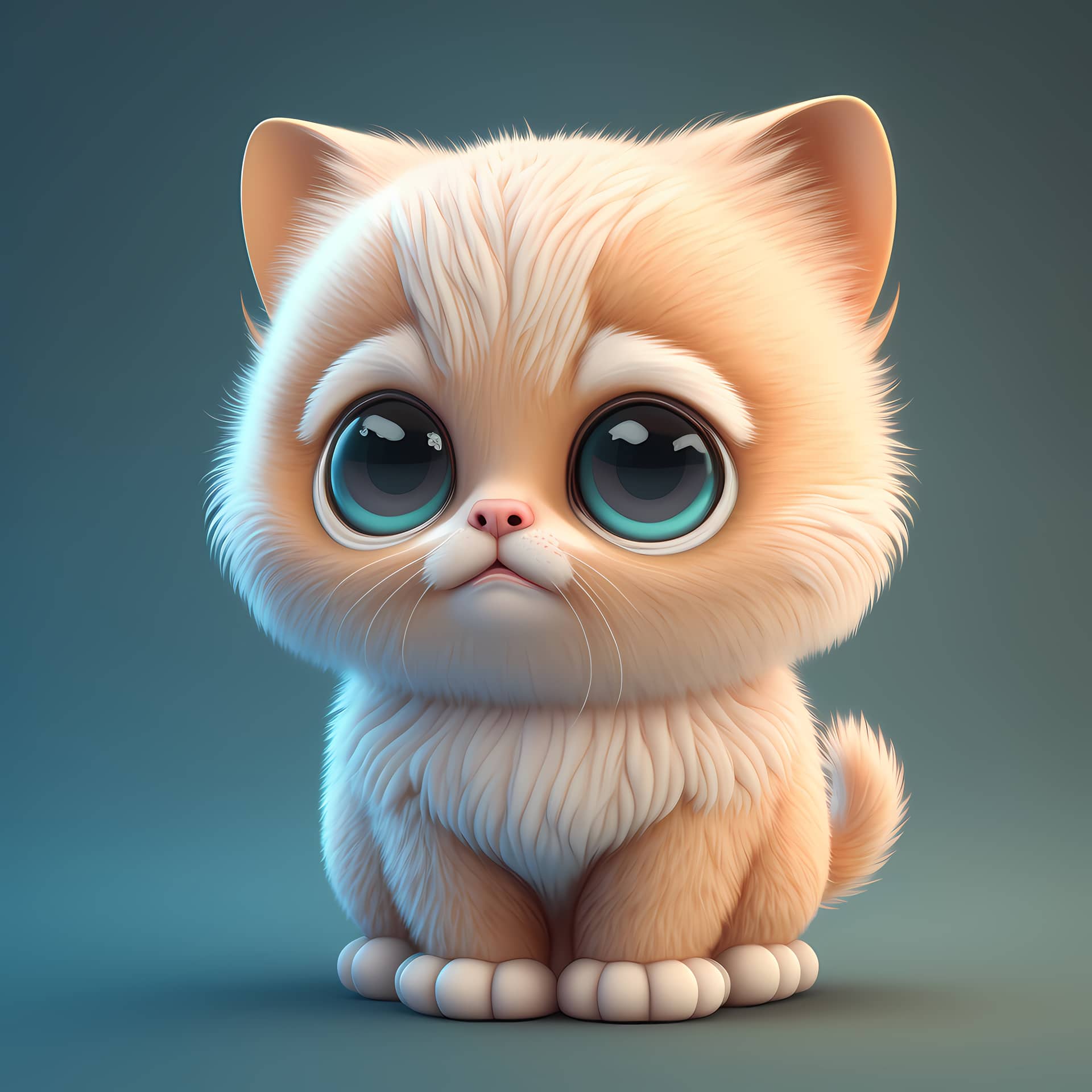 Adorable cute chubby cat 3d render excellent picture