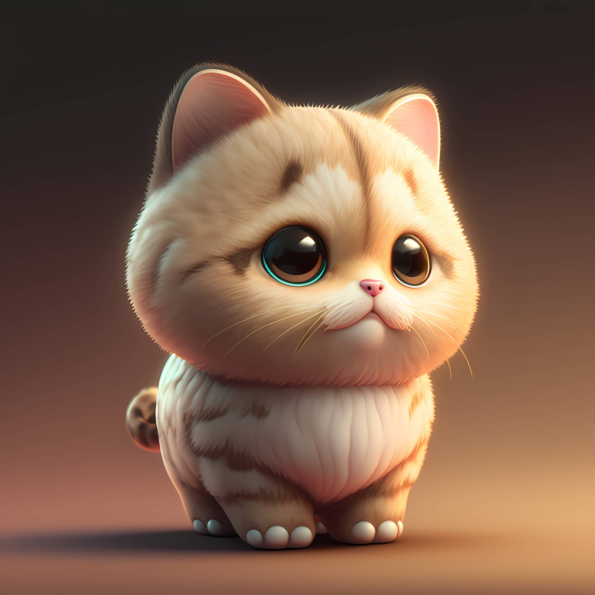 Adorable cute chubby cat 3d render nice picture