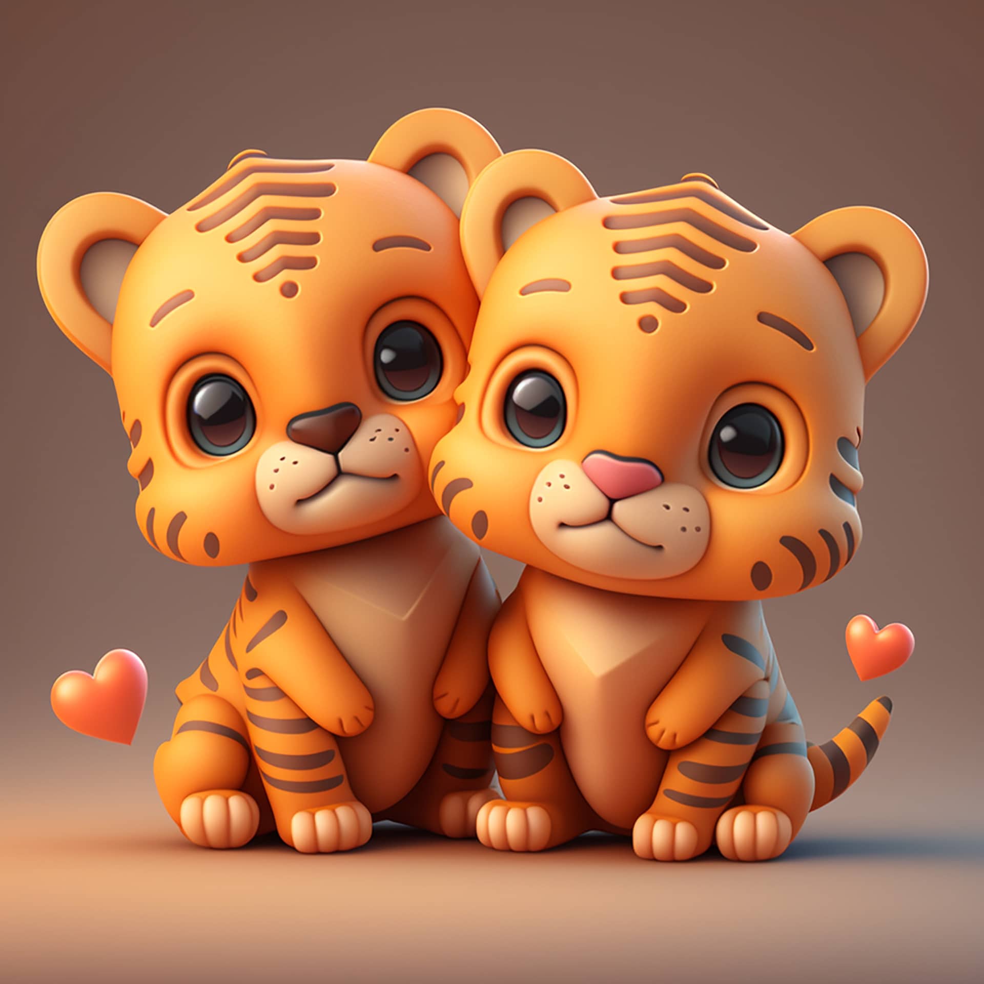 Clean art two super cute baby tiger style tiger love