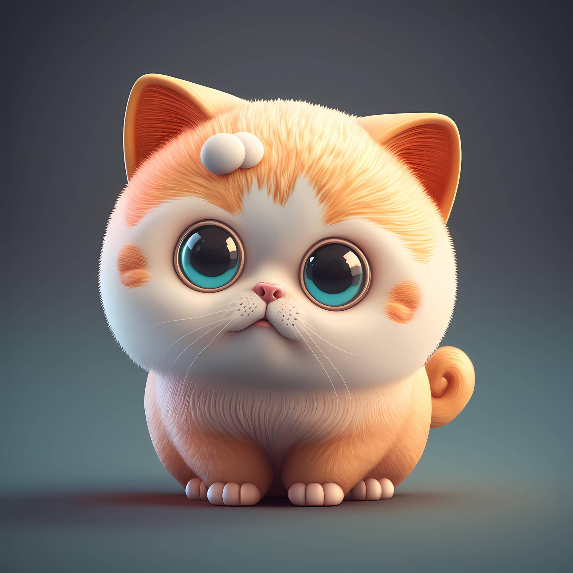 Cute profile photos adorable cute chubby cat 3d render picture