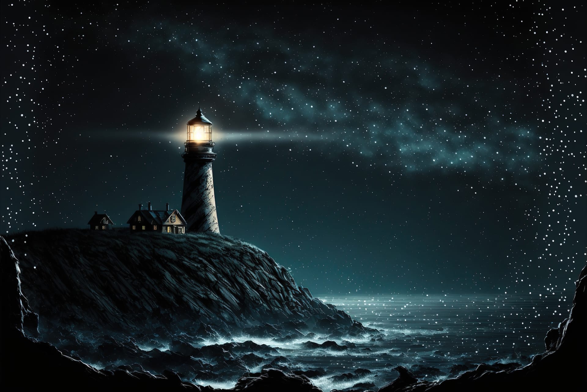 Dark profile picture beautiful view lighthouse city