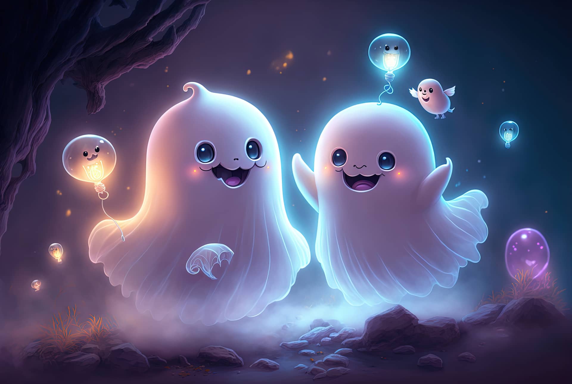 Cute so scary ghost playing having fun generative excellent image