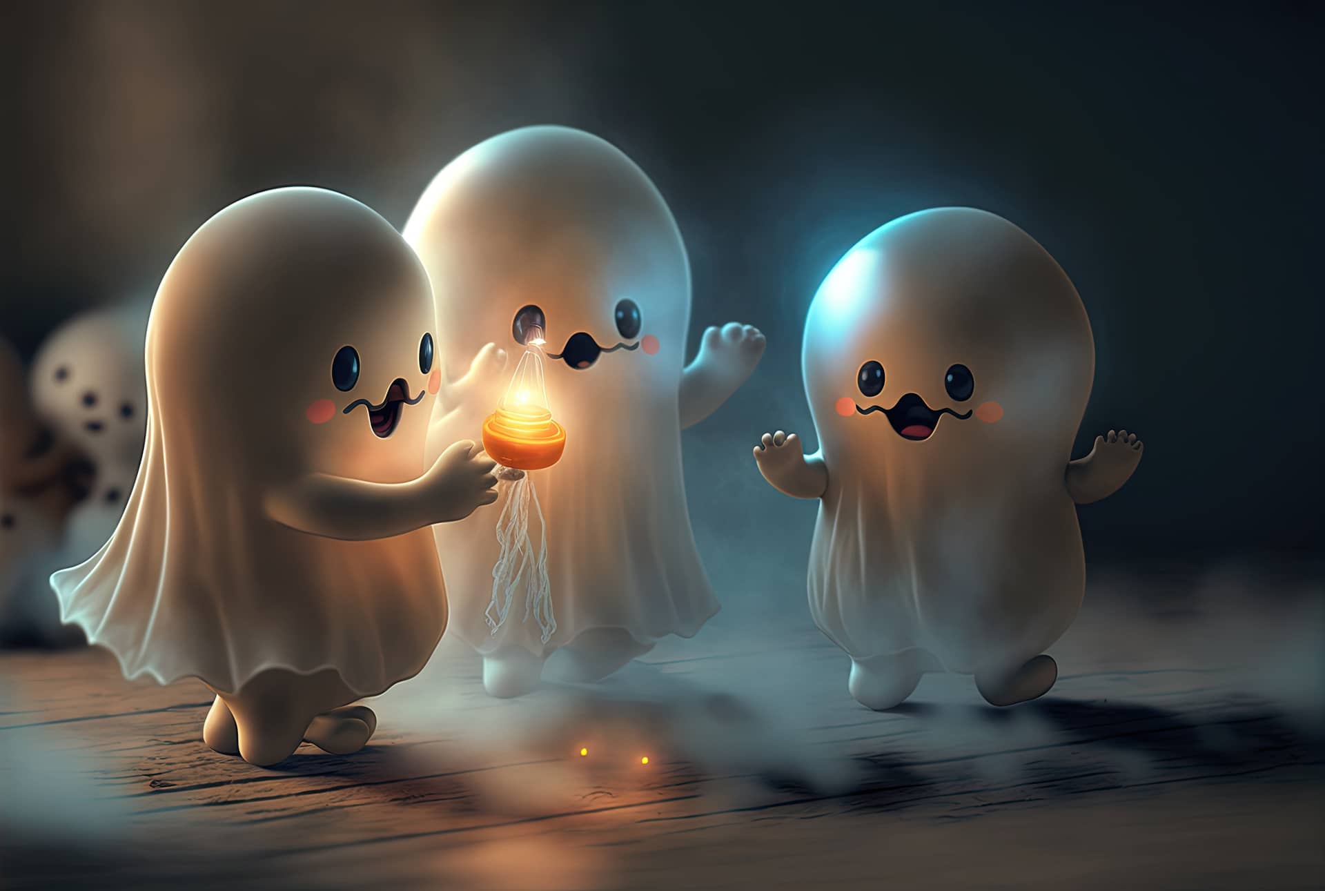 Cute so scary ghost playing having fun generative excellent picture