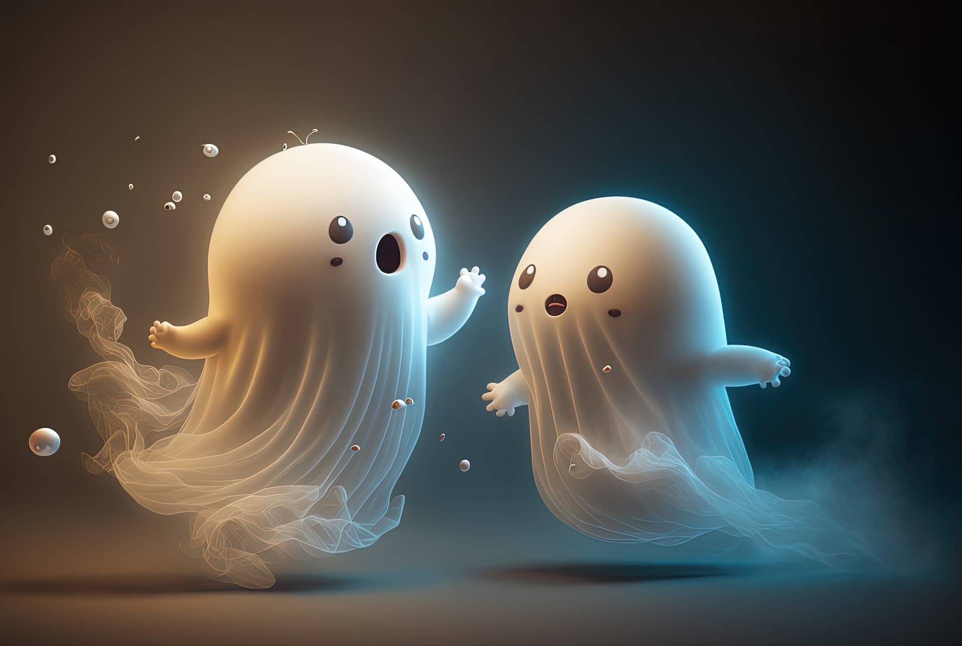 Cute so scary ghost playing having fun generative fine image