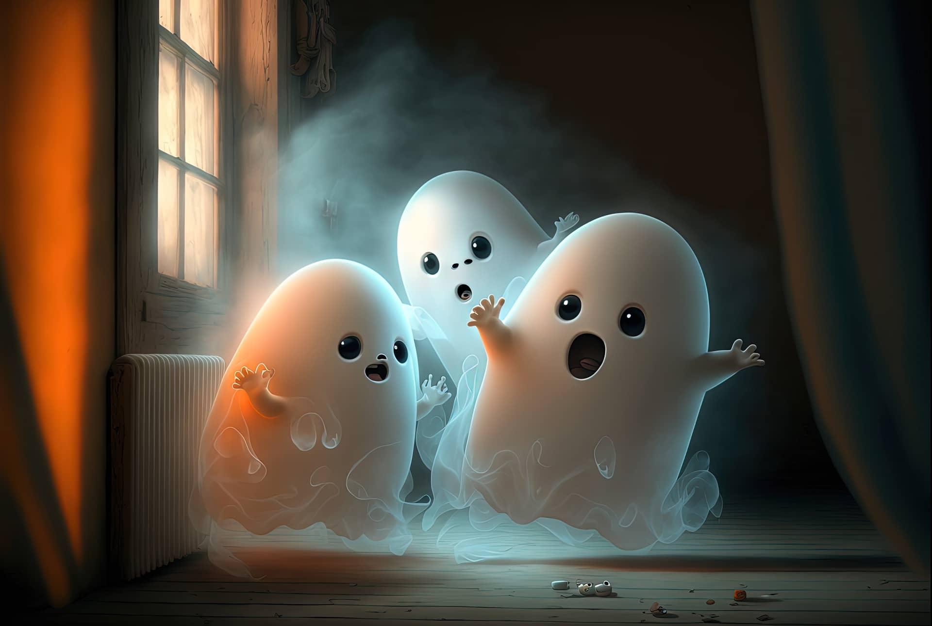 Cute so scary ghost playing having fun generative nice image
