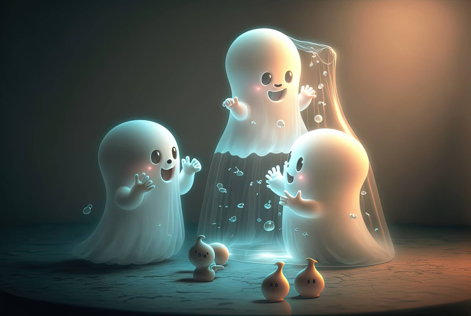 Cute so scary ghost playing having fun generative realistic image