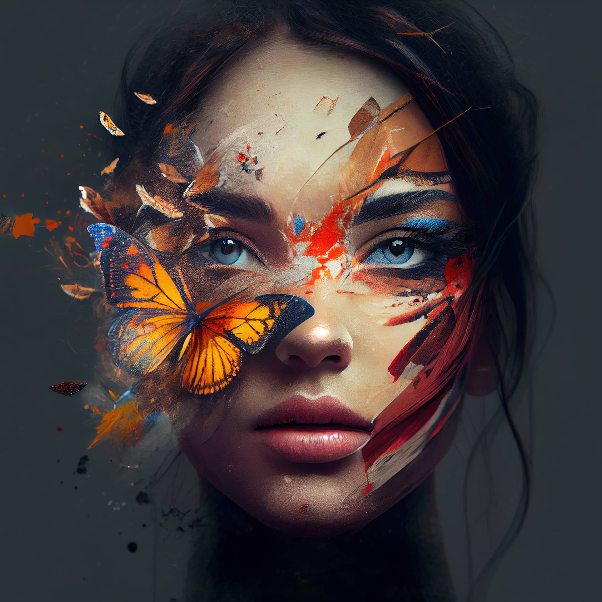 Woman with butterfly springtime concept generative dream profile picture
