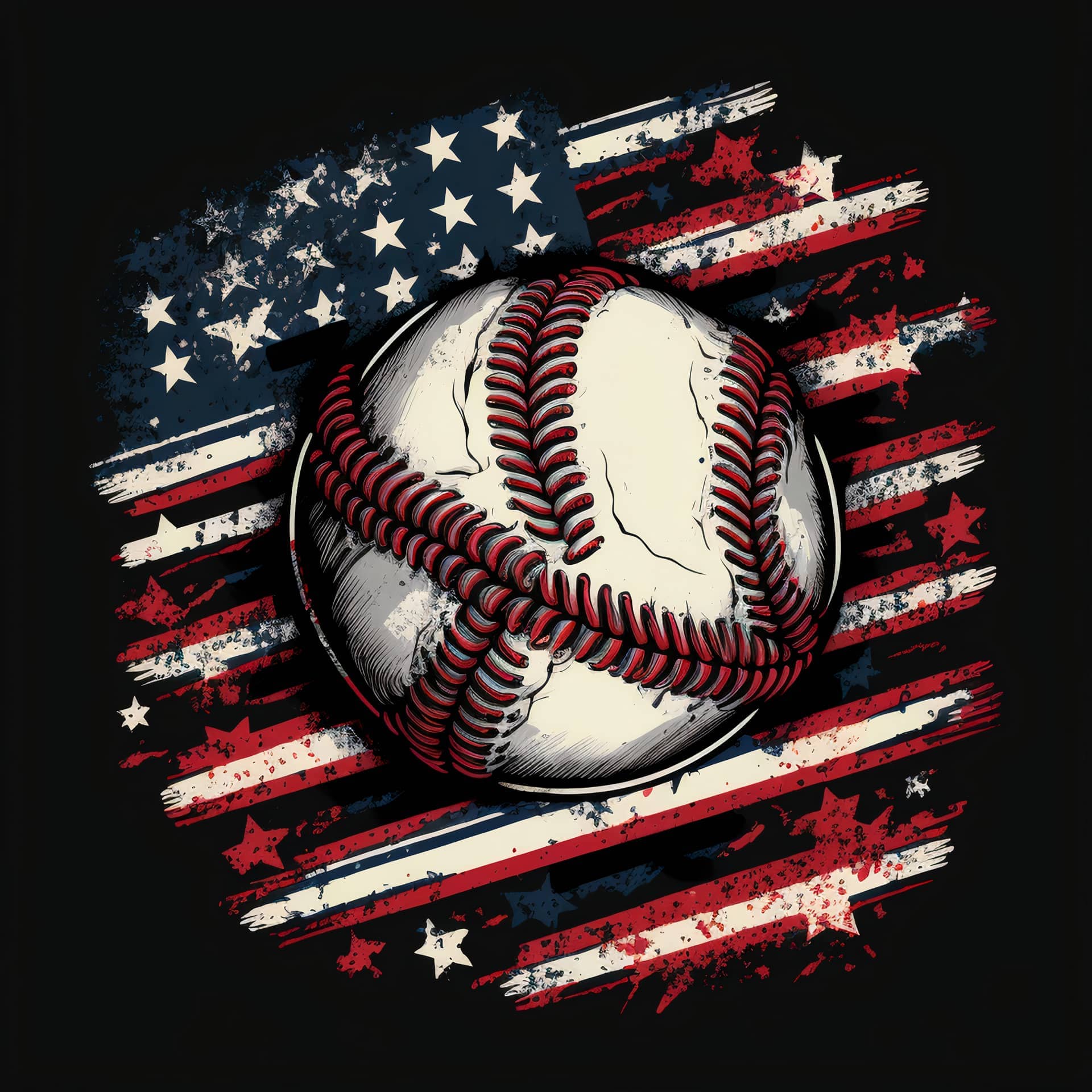 Baseball design with american flag image