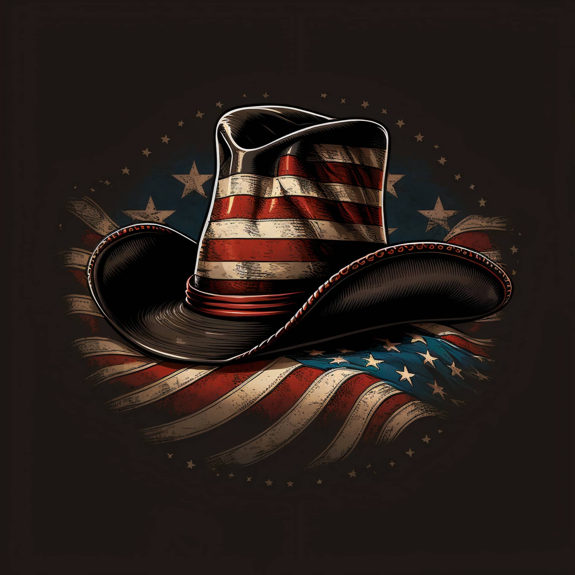 Cowboy hat design with american flag