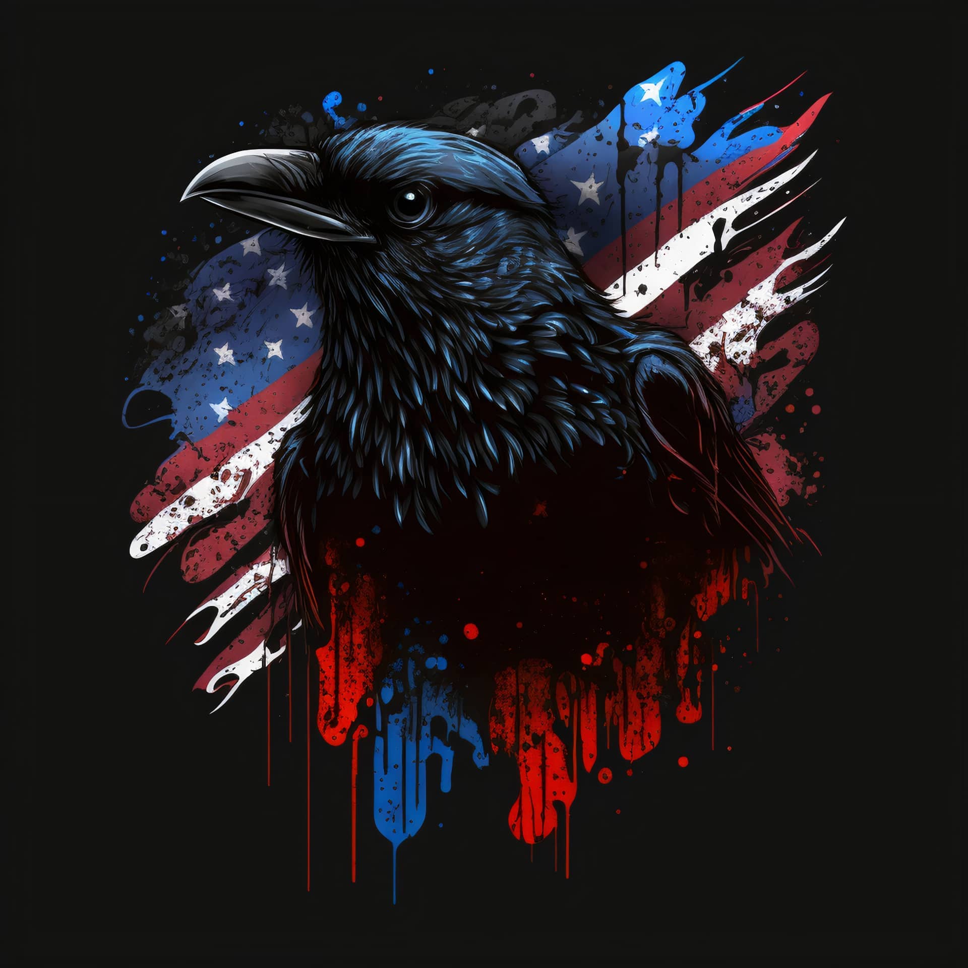 Crow design with american flag