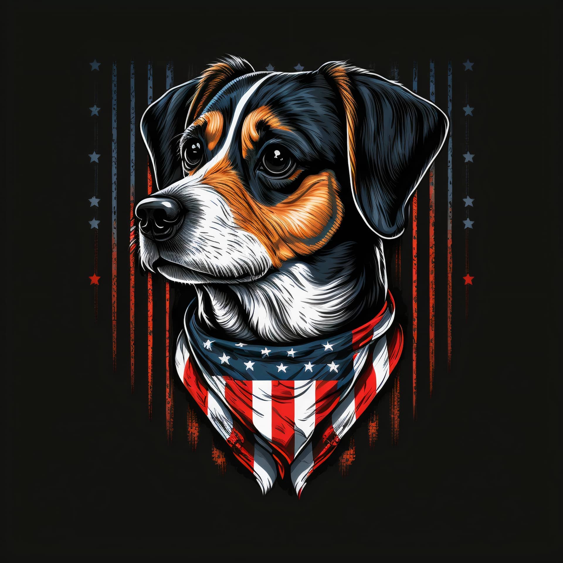 Dog design with american flag picture