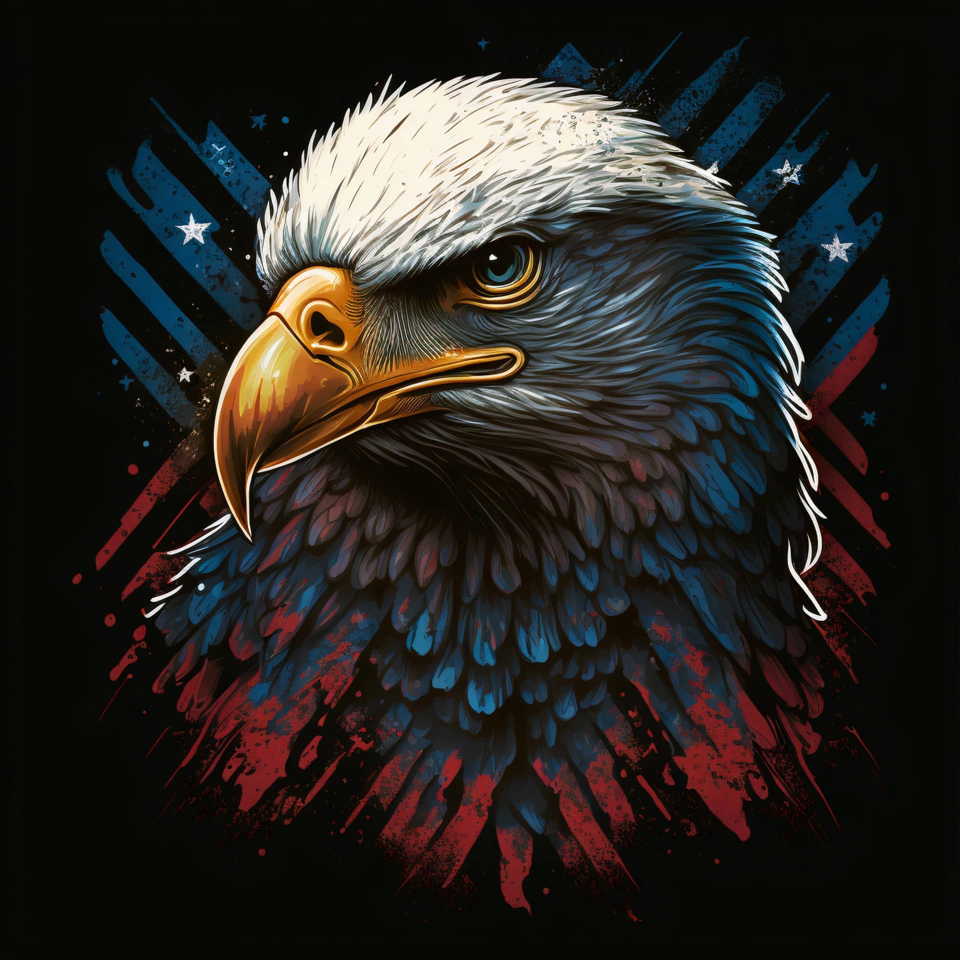 Eagle design with american flag realistic image