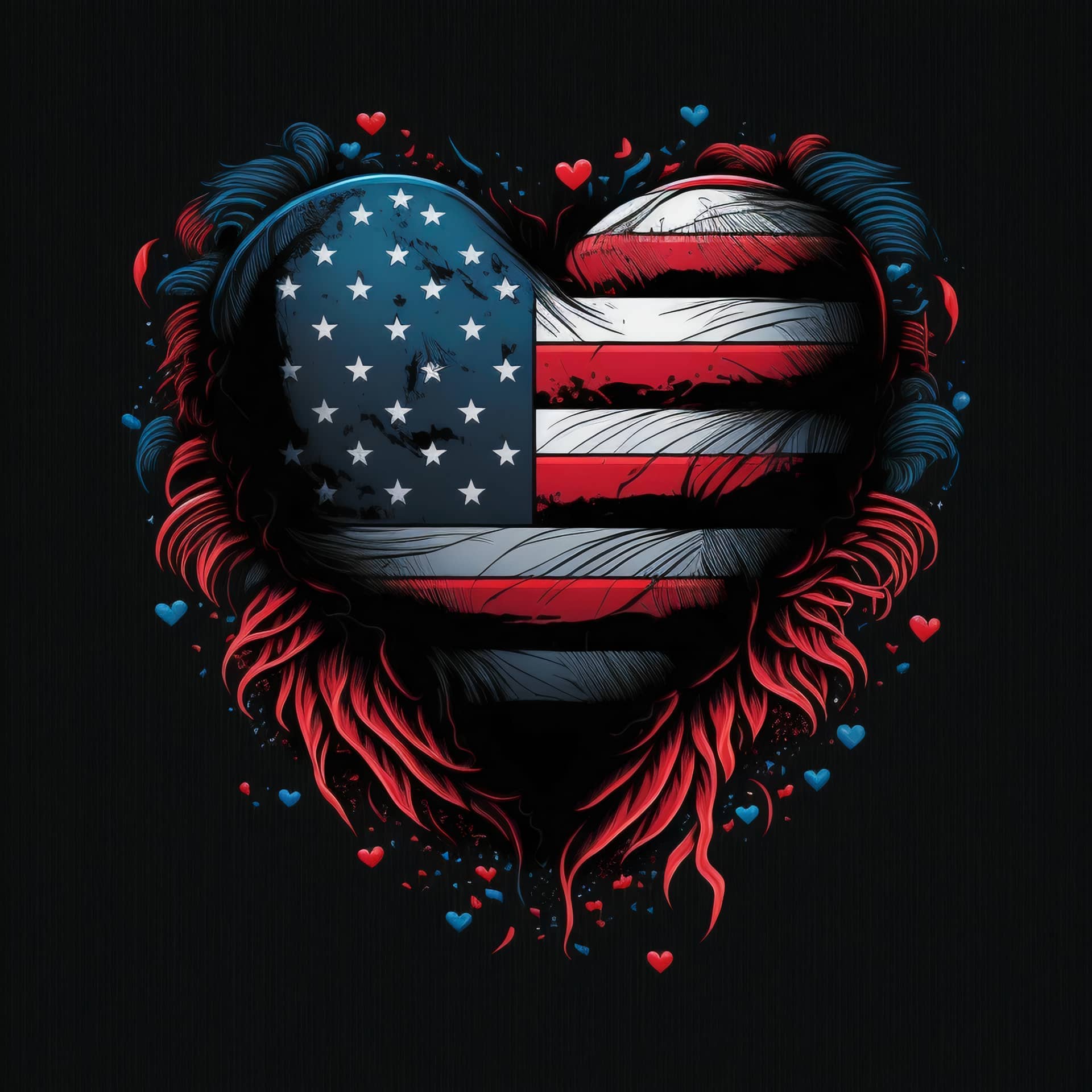 Facebook profile pic heart design with american flag