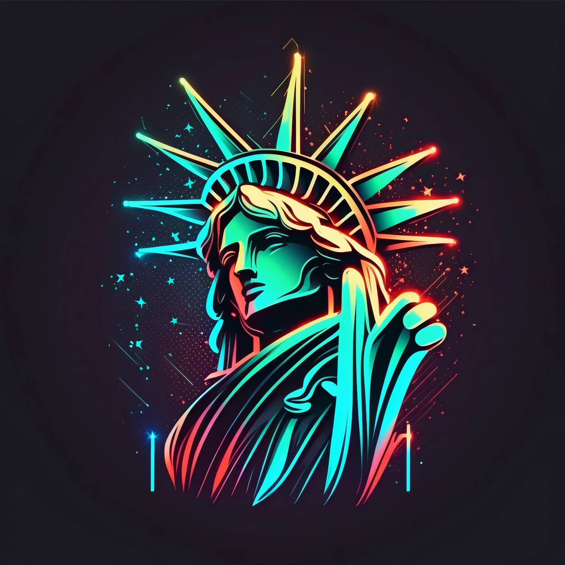 Facebook profile pic style statue liberty illustration new york