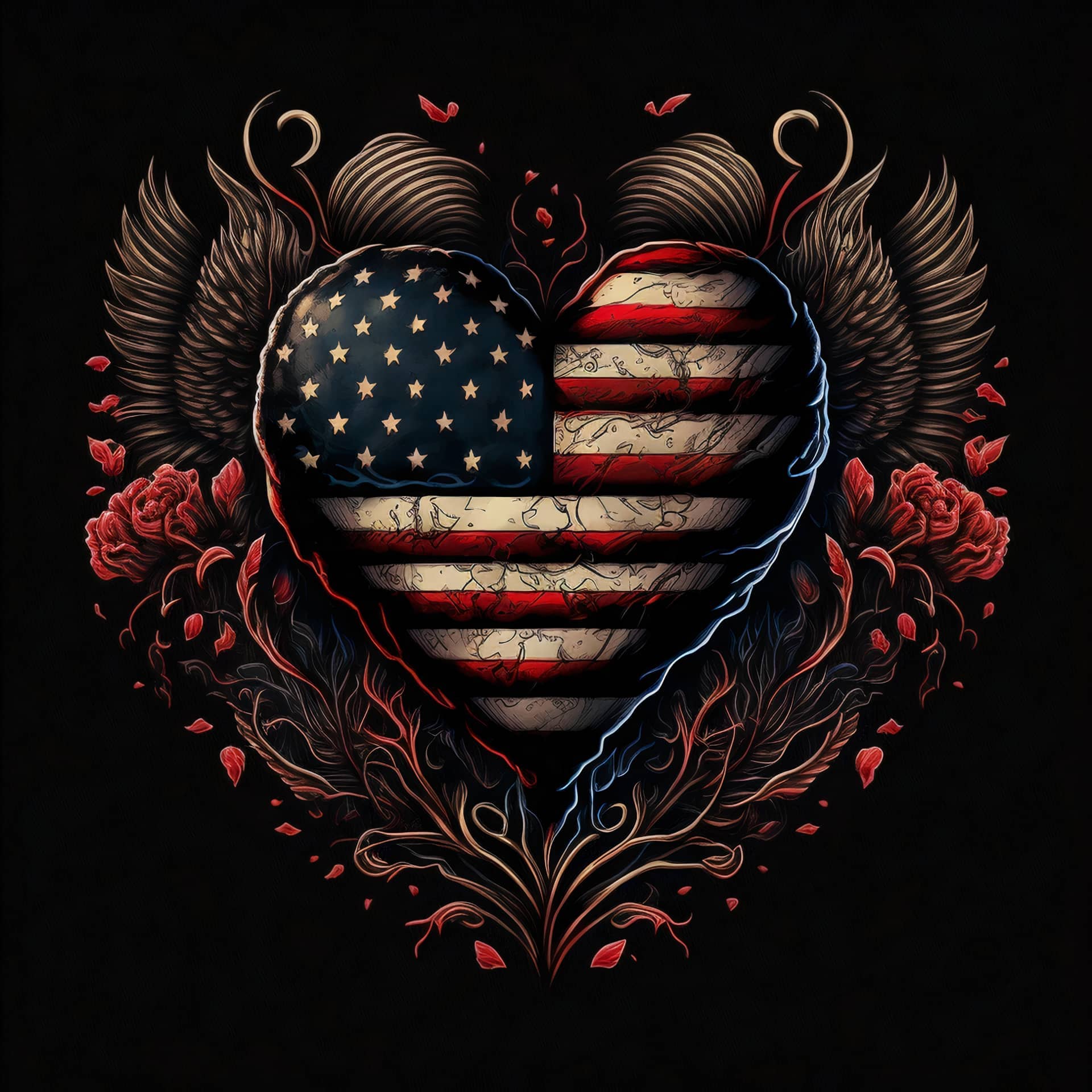 Heart design with american flag image